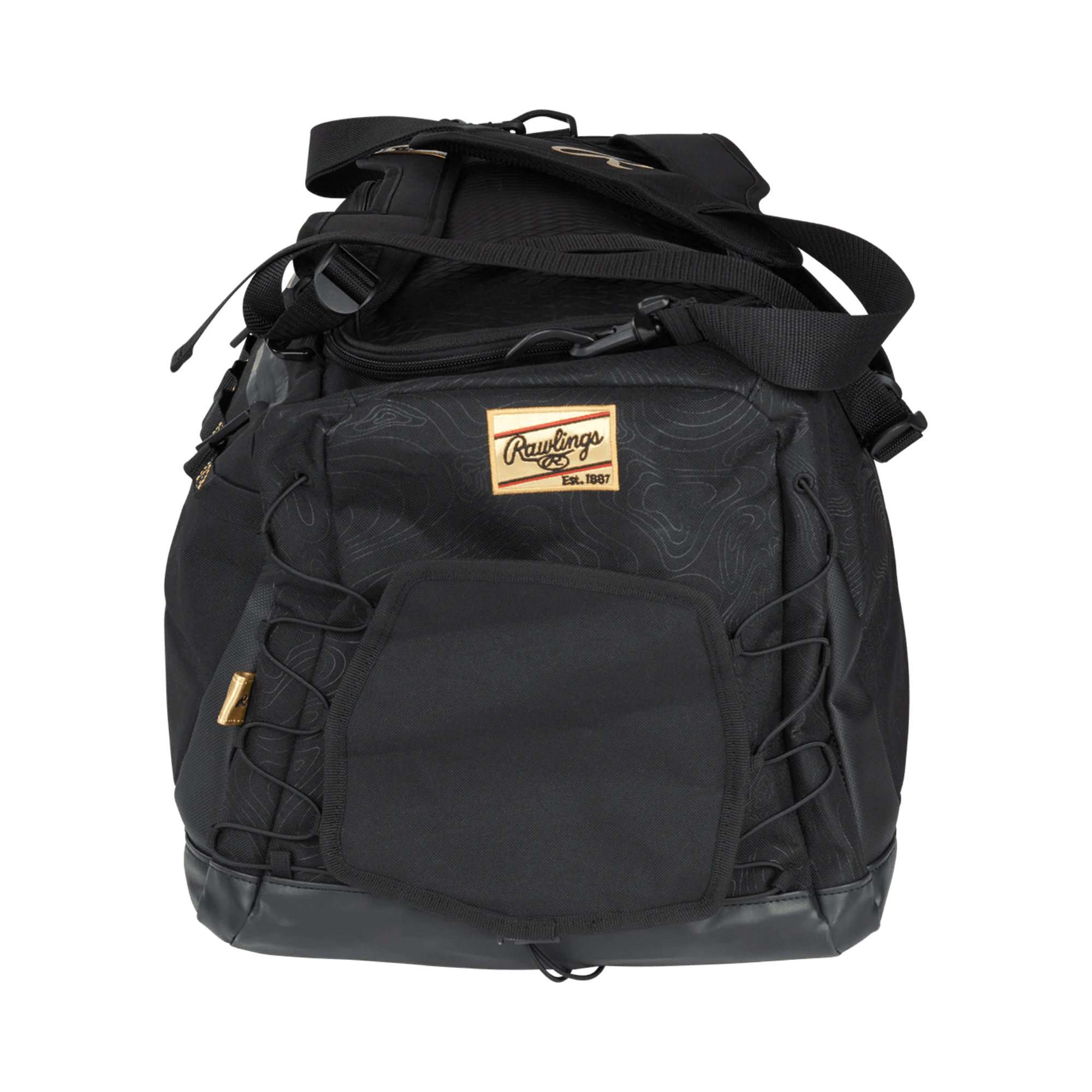 Rawlings Gold Collection Hybrid Backpack/Duffel Bag in black, featuring glove compartment and durable design.