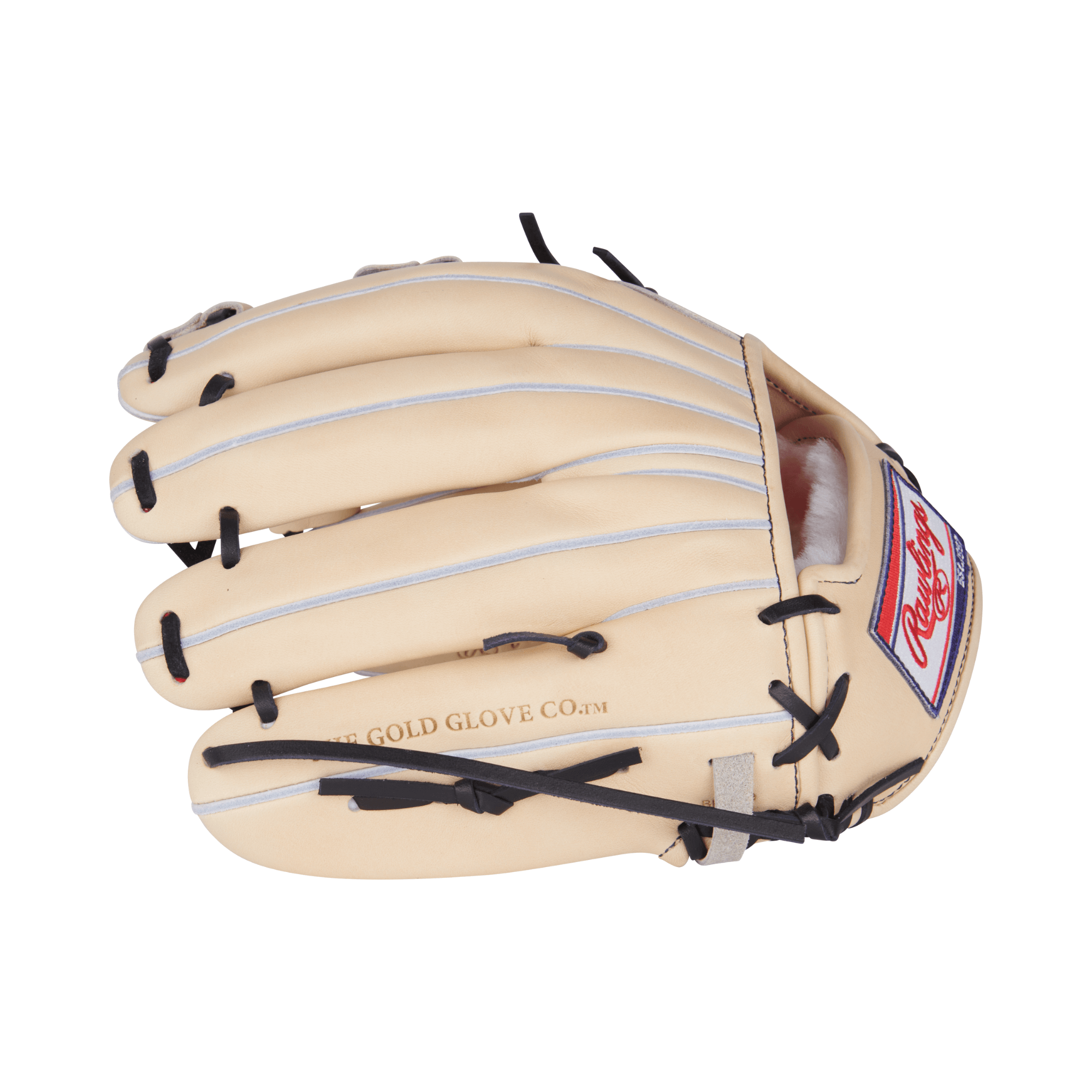 Finger view of Rawlings Heart of the Hide Japan Series 11.5" Camel glove.