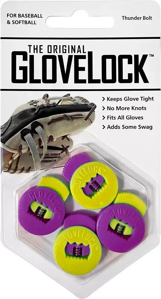 All-Star Glovelocks 4 Pack Lace Clips Limited Edition packaging front view with purple and yellow clips visible.