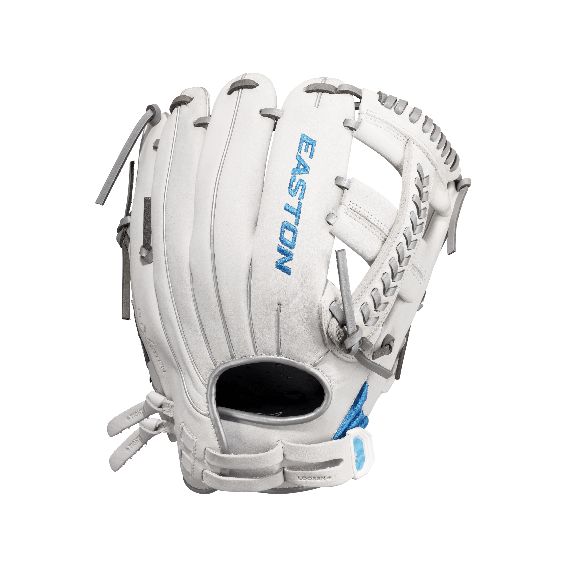 Easton Ghost NX FP Series 11.75-inch Fastpitch glove in white, designed for comfort and elite performance.