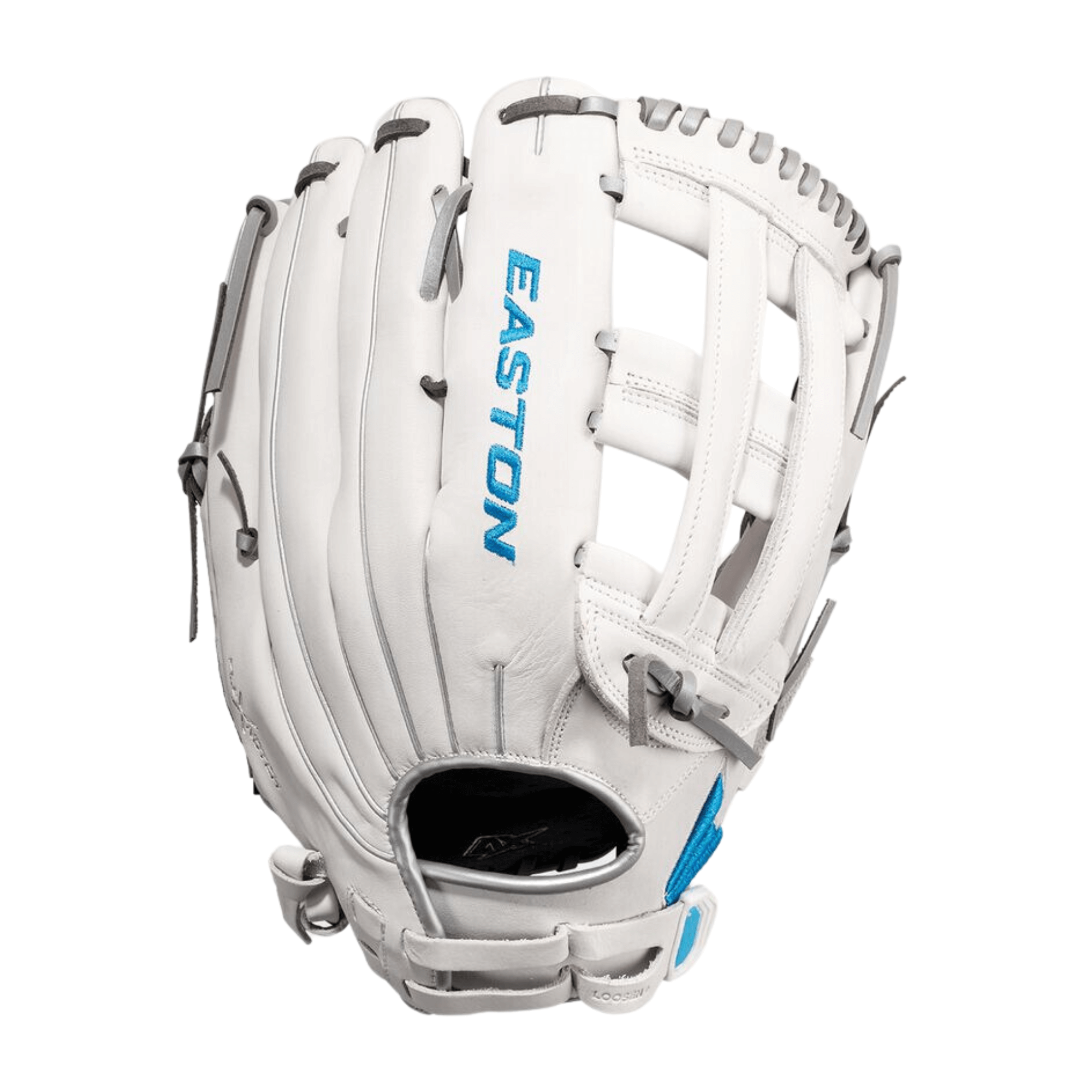 Easton Ghost NX 12.75-inch Fastpitch Pitcher/Outfield Glove LHT, white and blue colorway