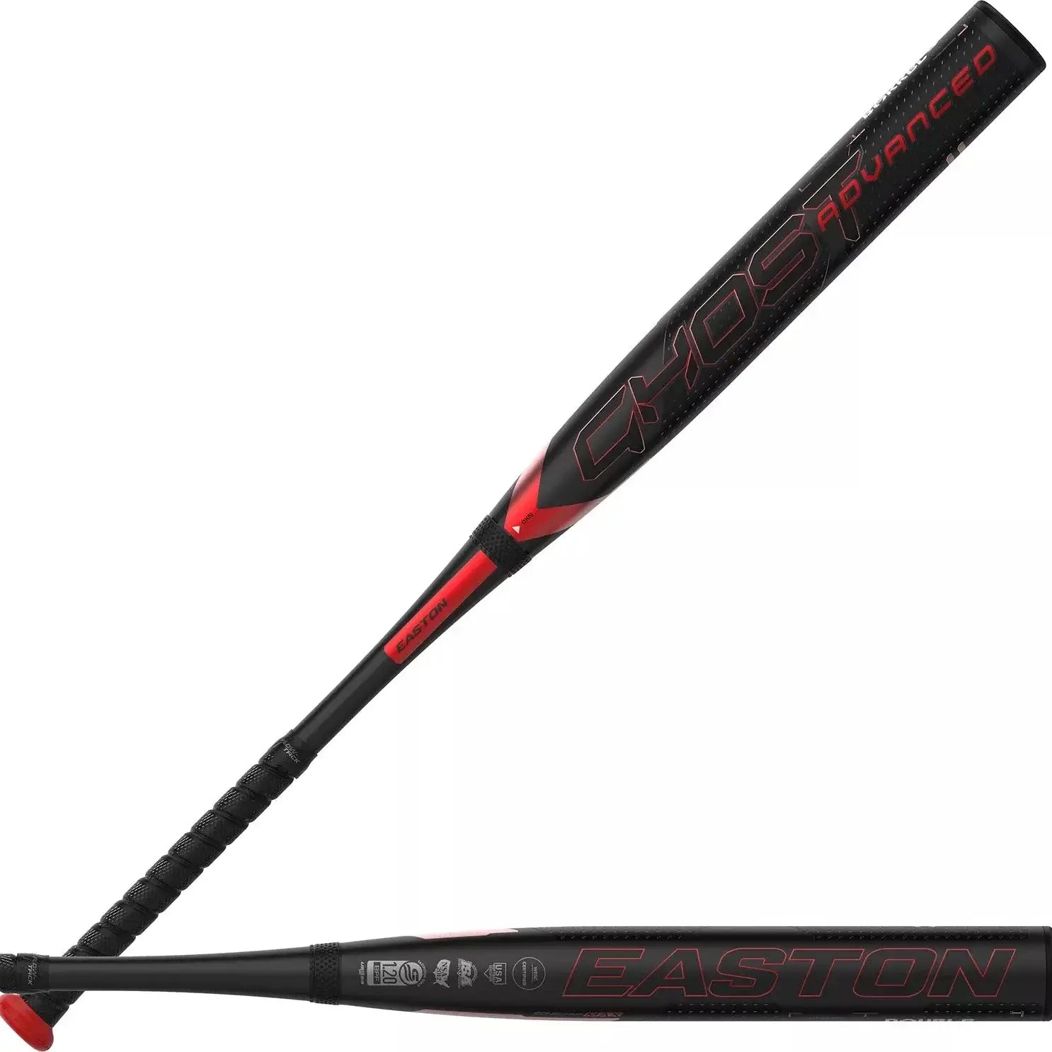 Easton 2024 Ghost Advanced -11 fastpitch softball bat showcasing innovative design and Double Barrel 3 technology for peak performance.