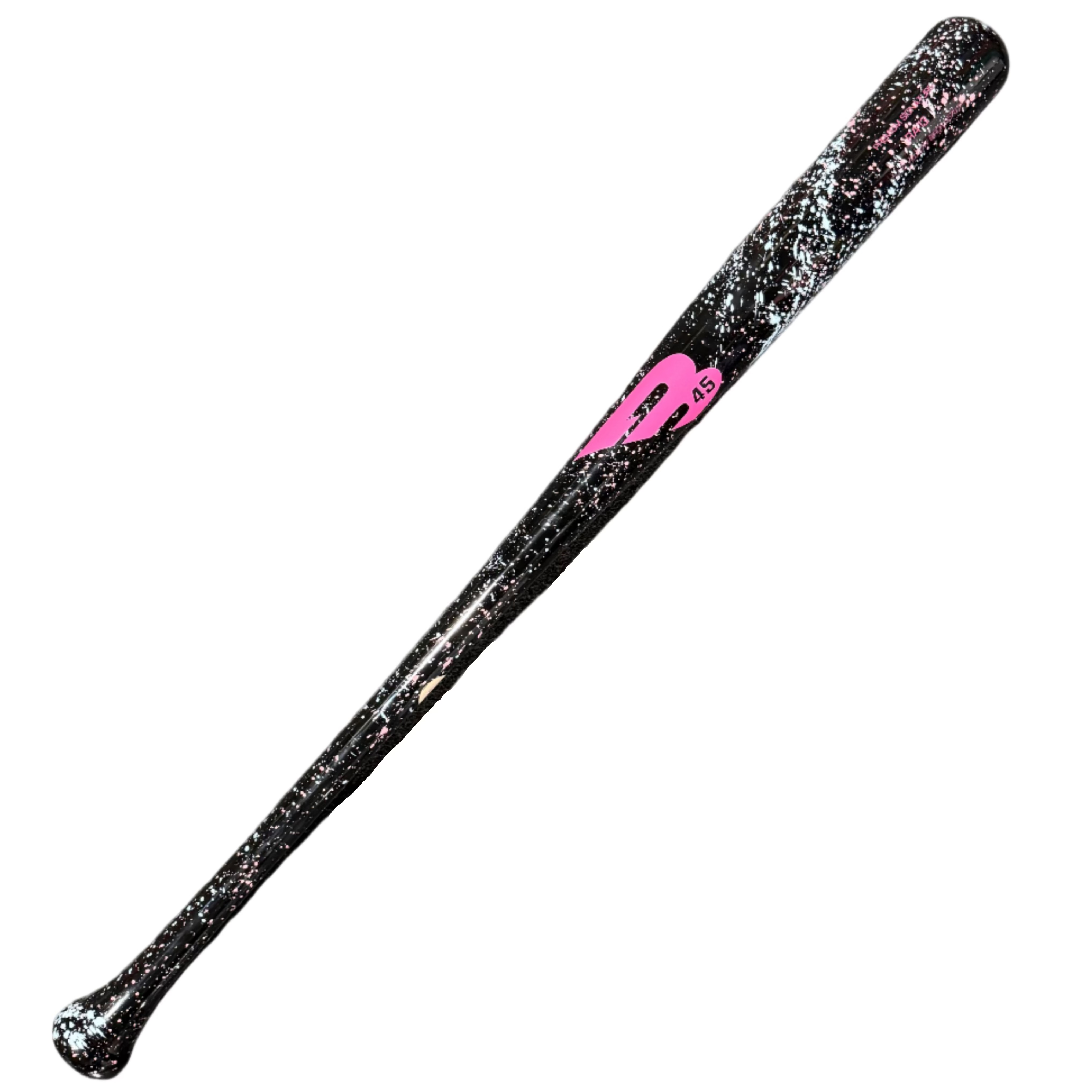 B45 Premium RA13 Black-Pink/Blue Paint Splatter Custom Wood Baseball Bat