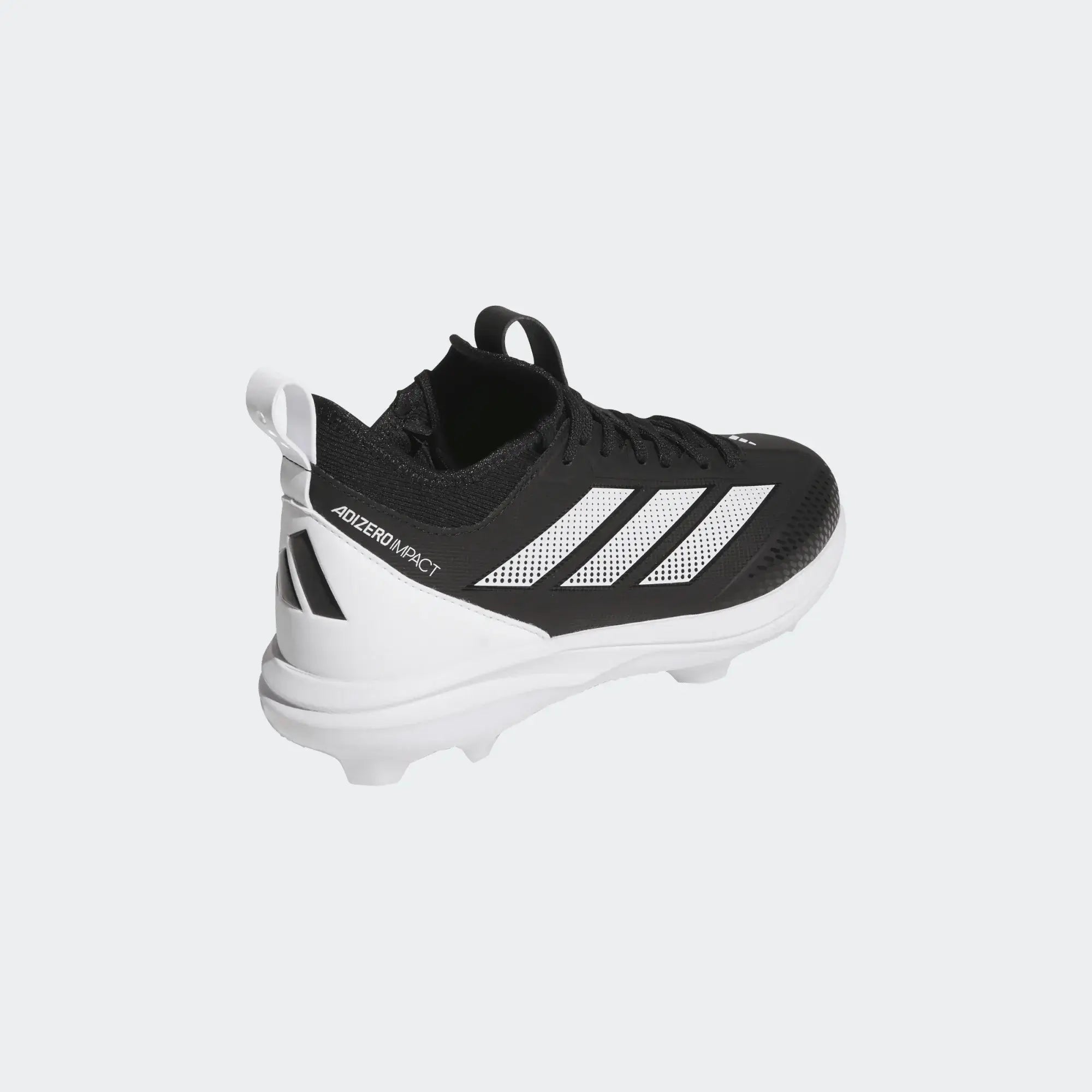 Adizero Impact TPU K 2.0 BSB- Black side profile showing logo and cleat studs
