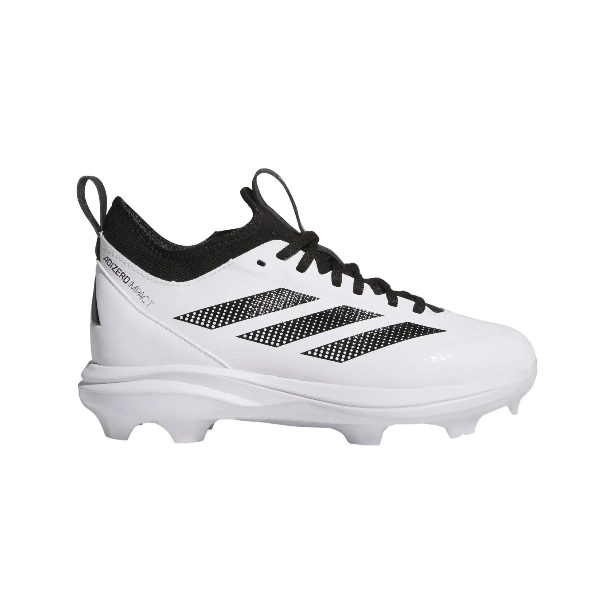 Adidas Adizero Impact 2.0 TPU Baseball Cleats Kids - White, lightweight design for young athletes focused on speed and comfort on the diamond.