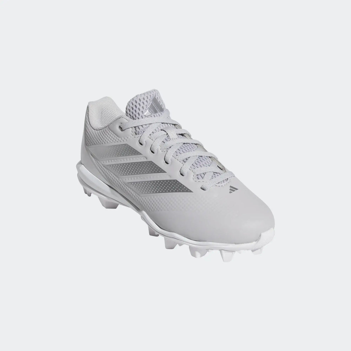 Adidas Adizero Impact Molded Cleats Kids - TMLGGR/SILV, side profile showing lacing system and stud pattern