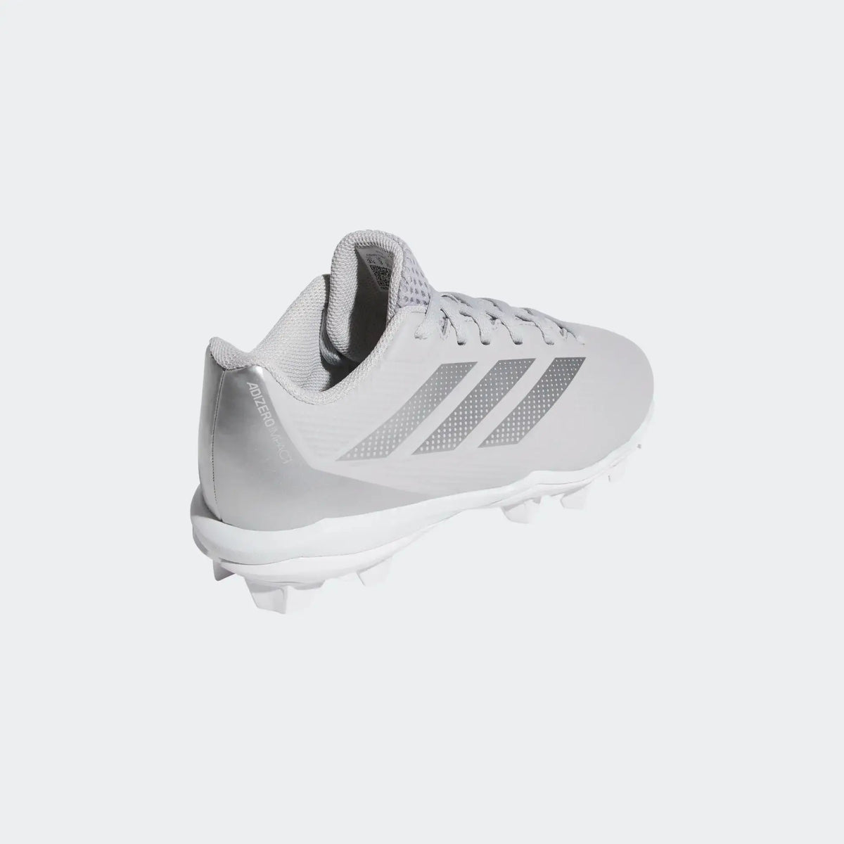 Adidas Adizero Impact Molded Cleats Kids - TMLGGR/SILV, side profile showing lacing system and stud pattern.