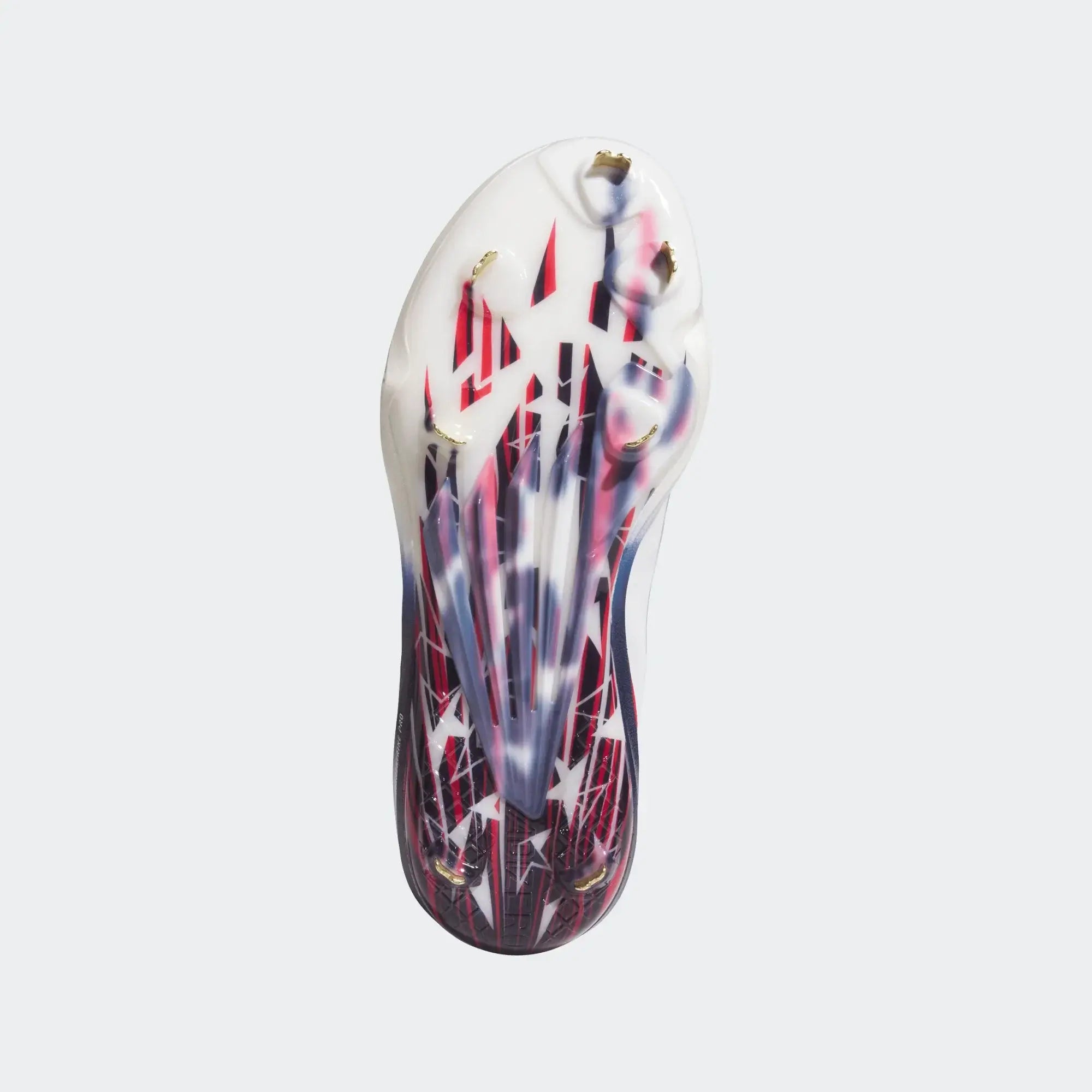 Adidas Adizero Impact+ 2.0 Baseball Cleat USA - White, outsole view, colorful stud pattern