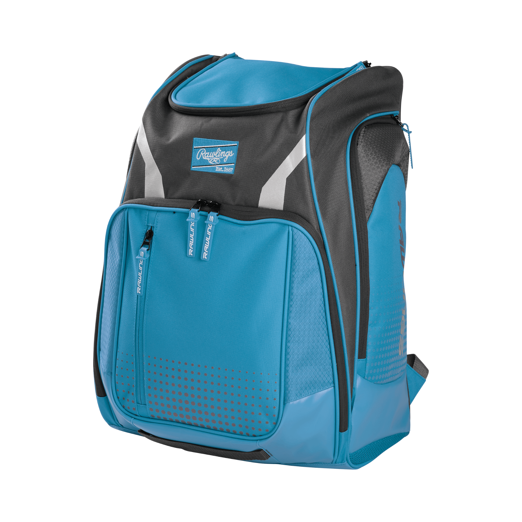 Rawlings P-Legion backpack with large main compartment converted into a game-time shelf.