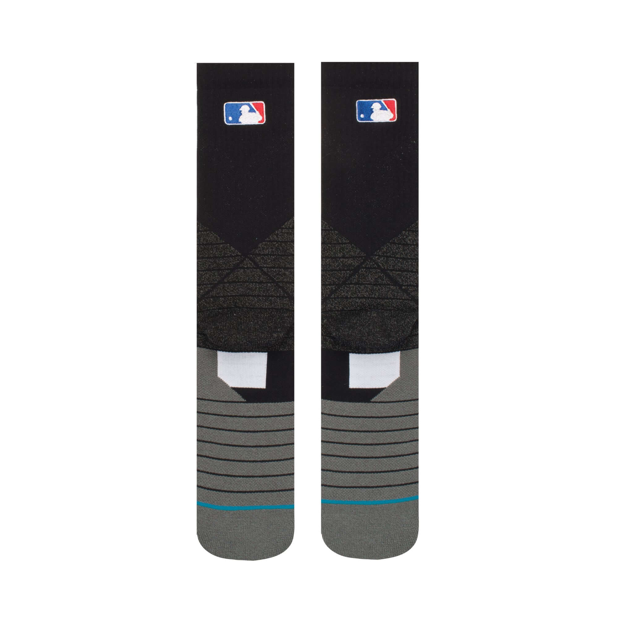 Stance MLB Diamond Pro Crew Socks in black with MLB logo, featuring medium cushioning and a stylish design.