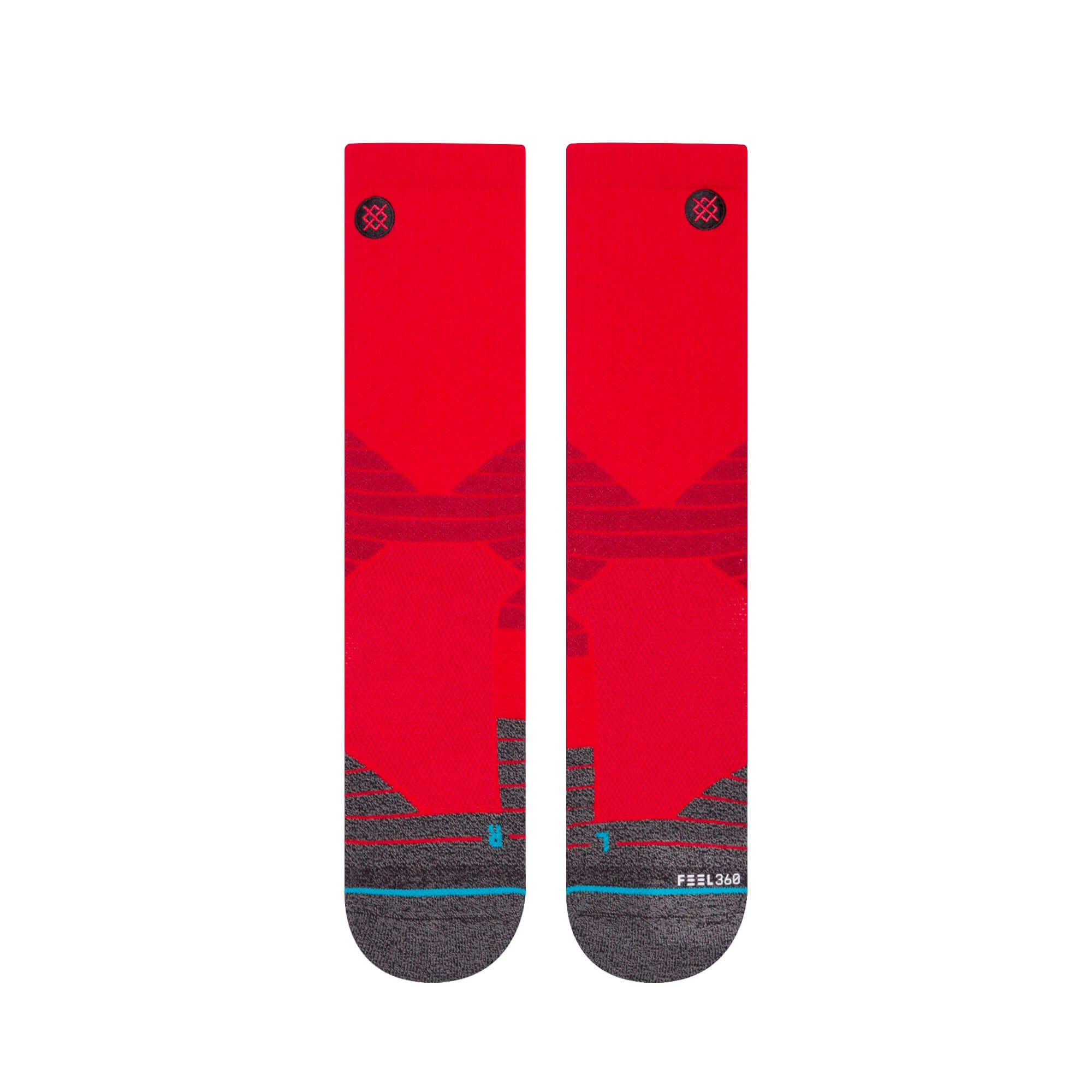Stance MLB Diamond Pro Crew Socks in red with grey design, featuring medium cushioning and durable performance material.