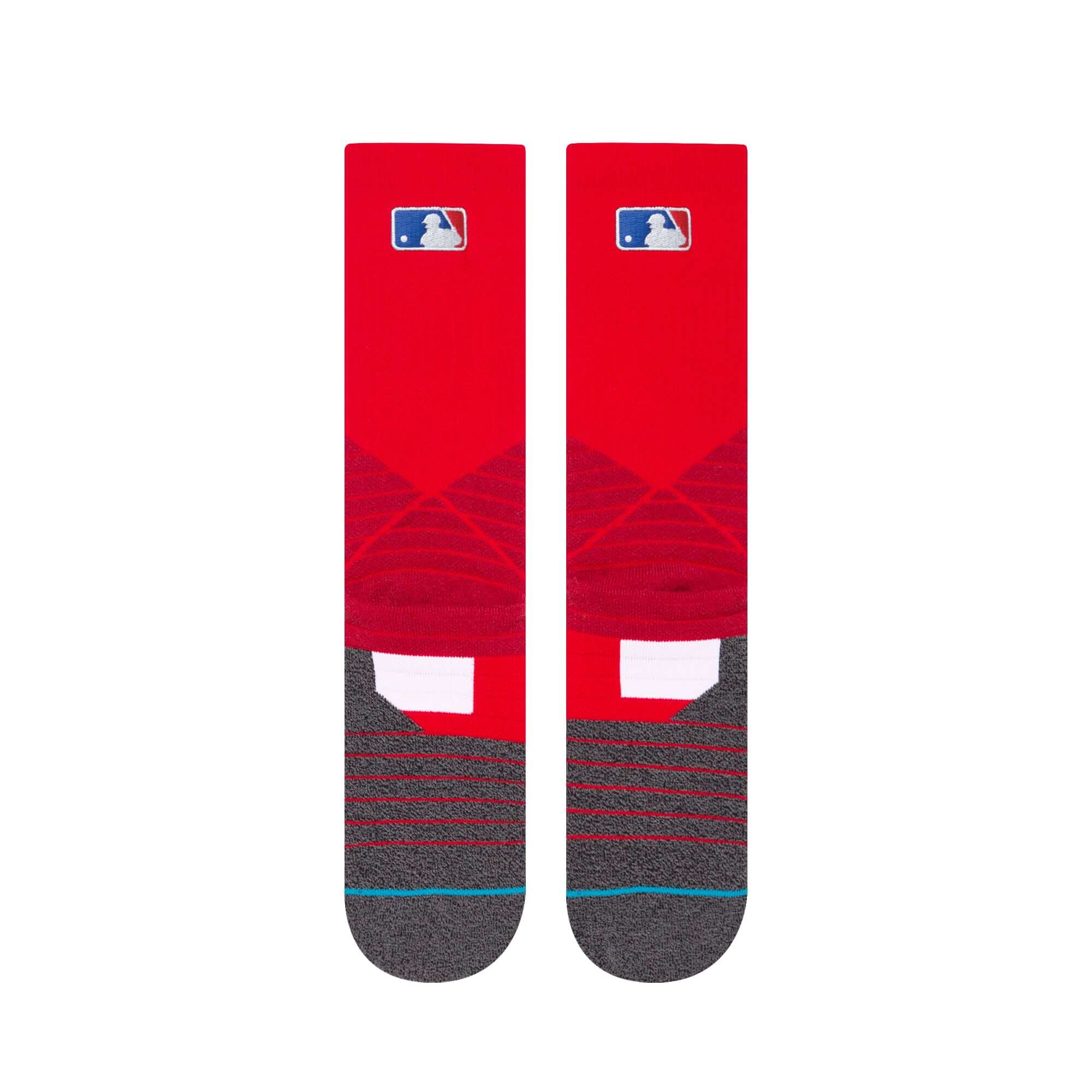 Stance MLB Diamond Pro Crew Socks in red with MLB logo and performance cushioning design. Durable and stylish baseball socks.