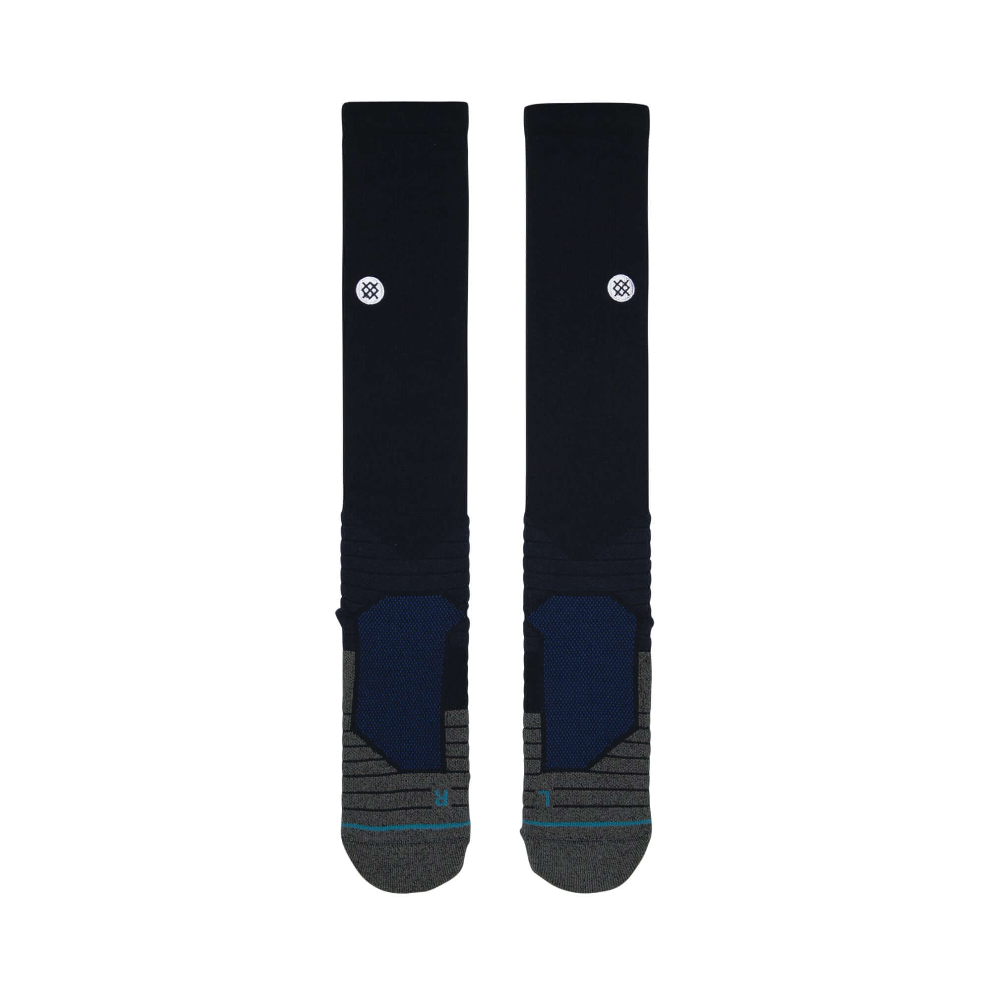 Stance MLB Diamond Pro OTC Socks in dark navy blue with over the calf height and gray striped design.