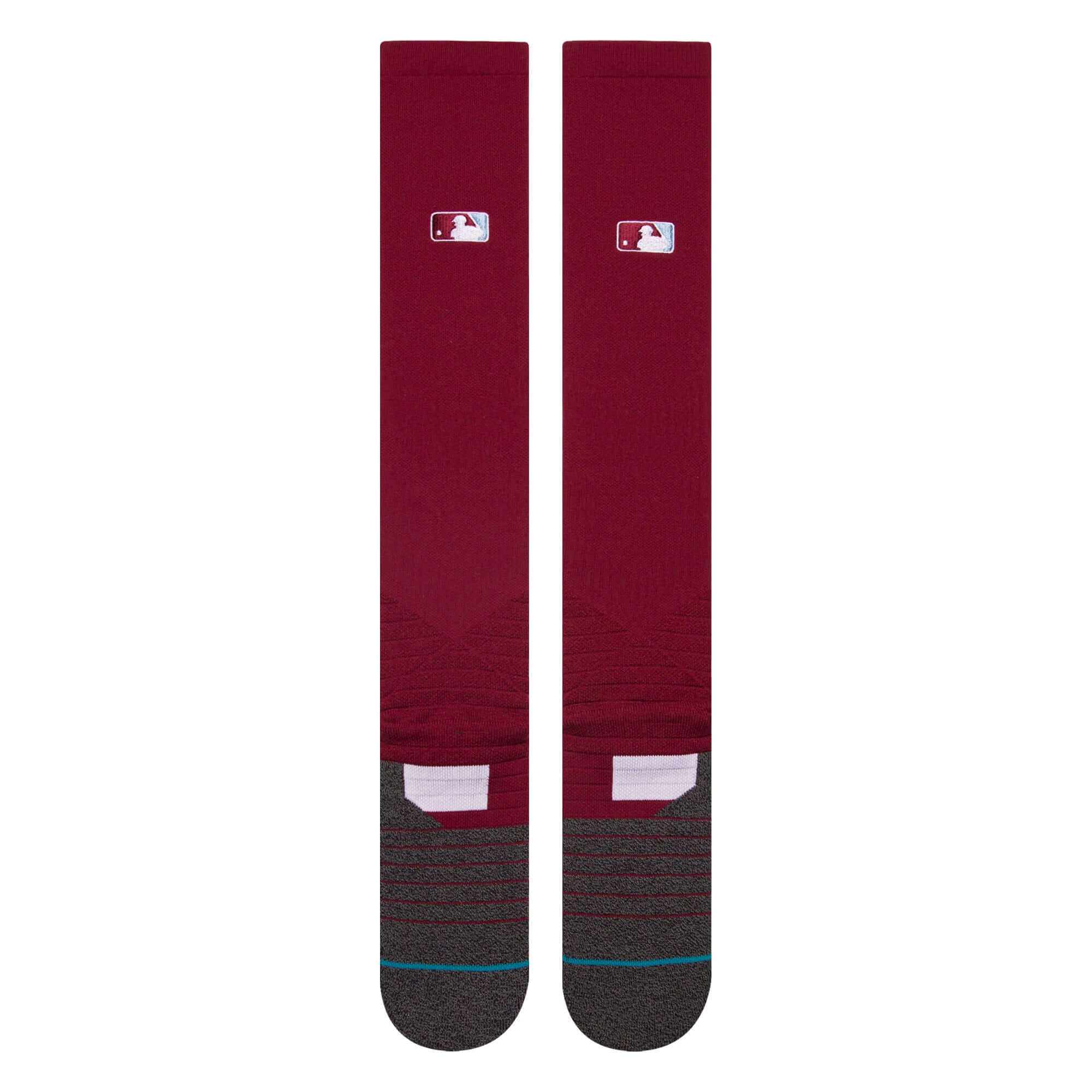 Stance MLB Diamond Pro OTC Socks in Maroon, Over the Calf height for ultimate support and comfort during gameplay.