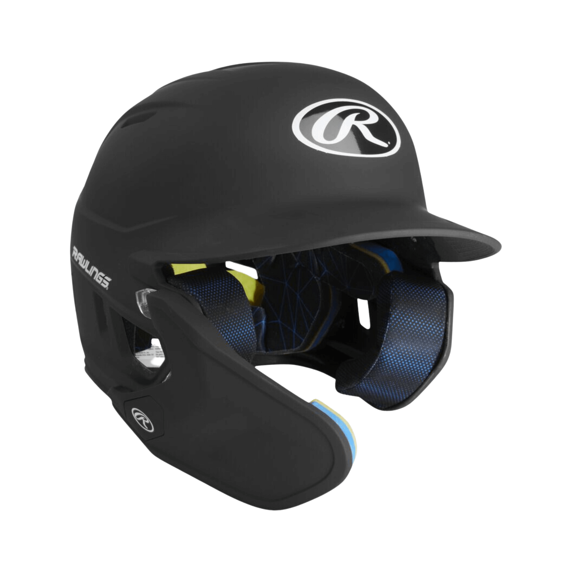 Rawlings Mach Adjust Left Handed Batting Helmet for seniors, featuring adjustable design and enhanced coverage.