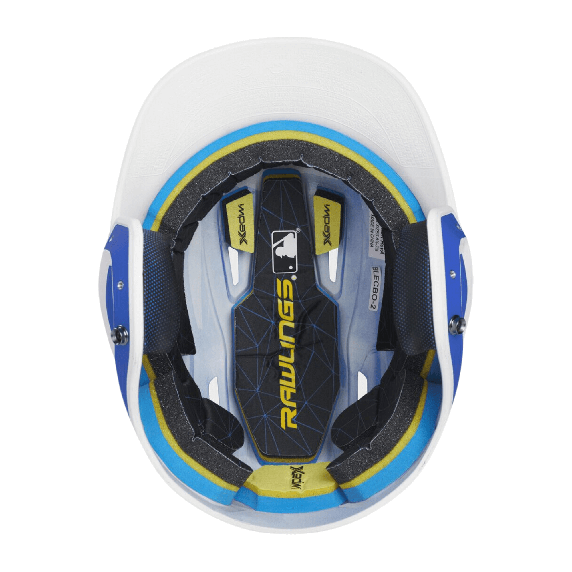 Rawlings Mach 2-Tone Helmet Royal/White Junior, sizes 6 3/8 to 7 1/8