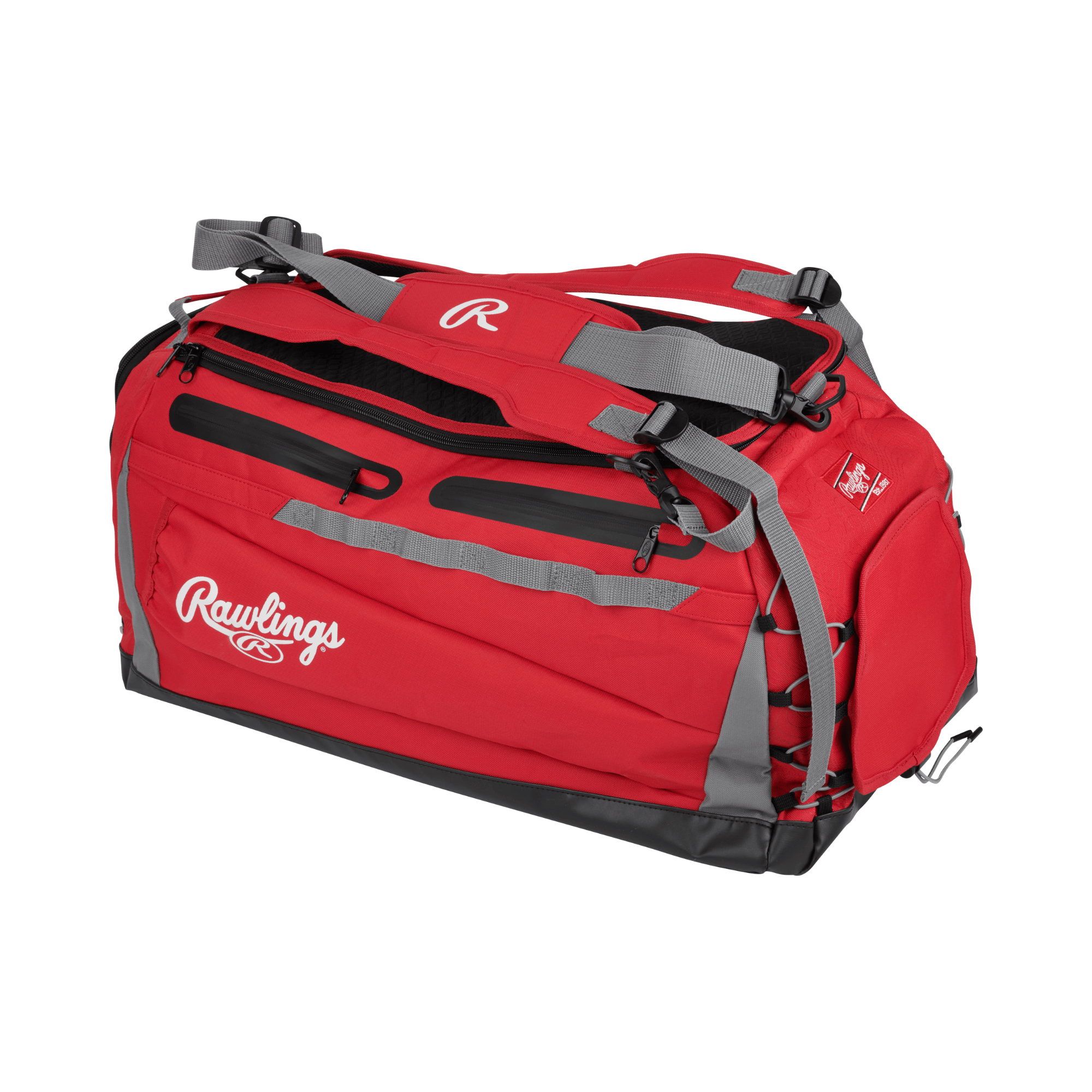 Rawlings MACH Duffle Bag with bat storage sleeves and cleat/shoe compartment