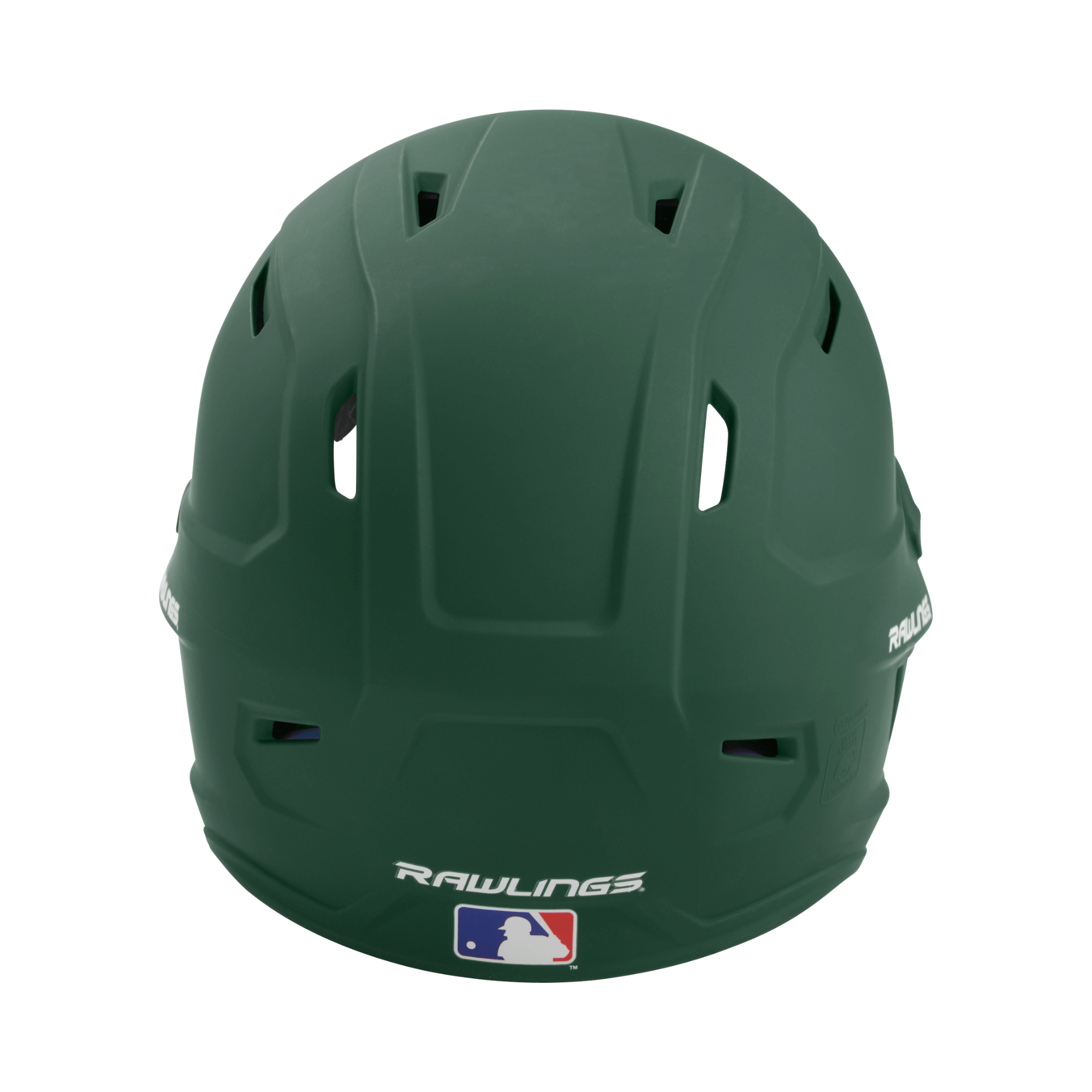 Rawlings Mach Batting Helmet Senior in green, showcasing rear view and ventilation for enhanced protection and performance.
