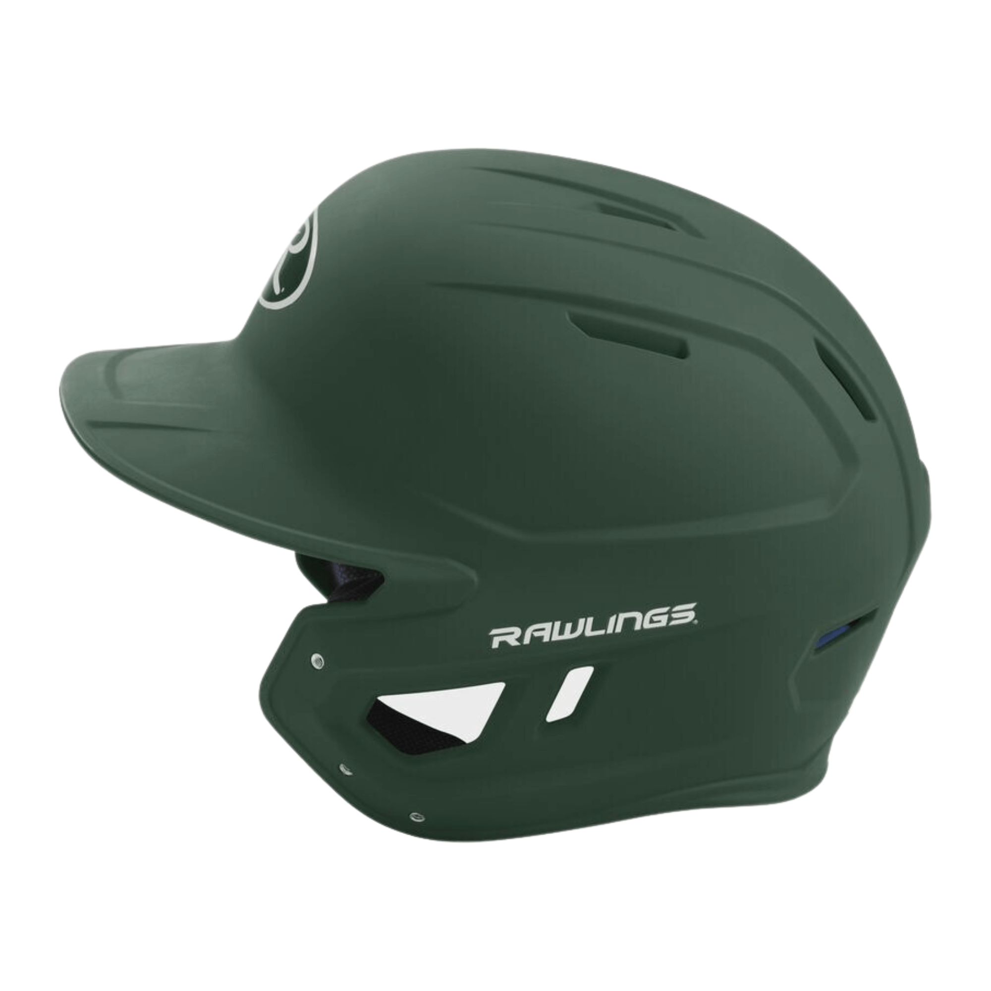 Rawlings Mach Junior batting helmet in green with sleek design and optimized ventilation for young players.