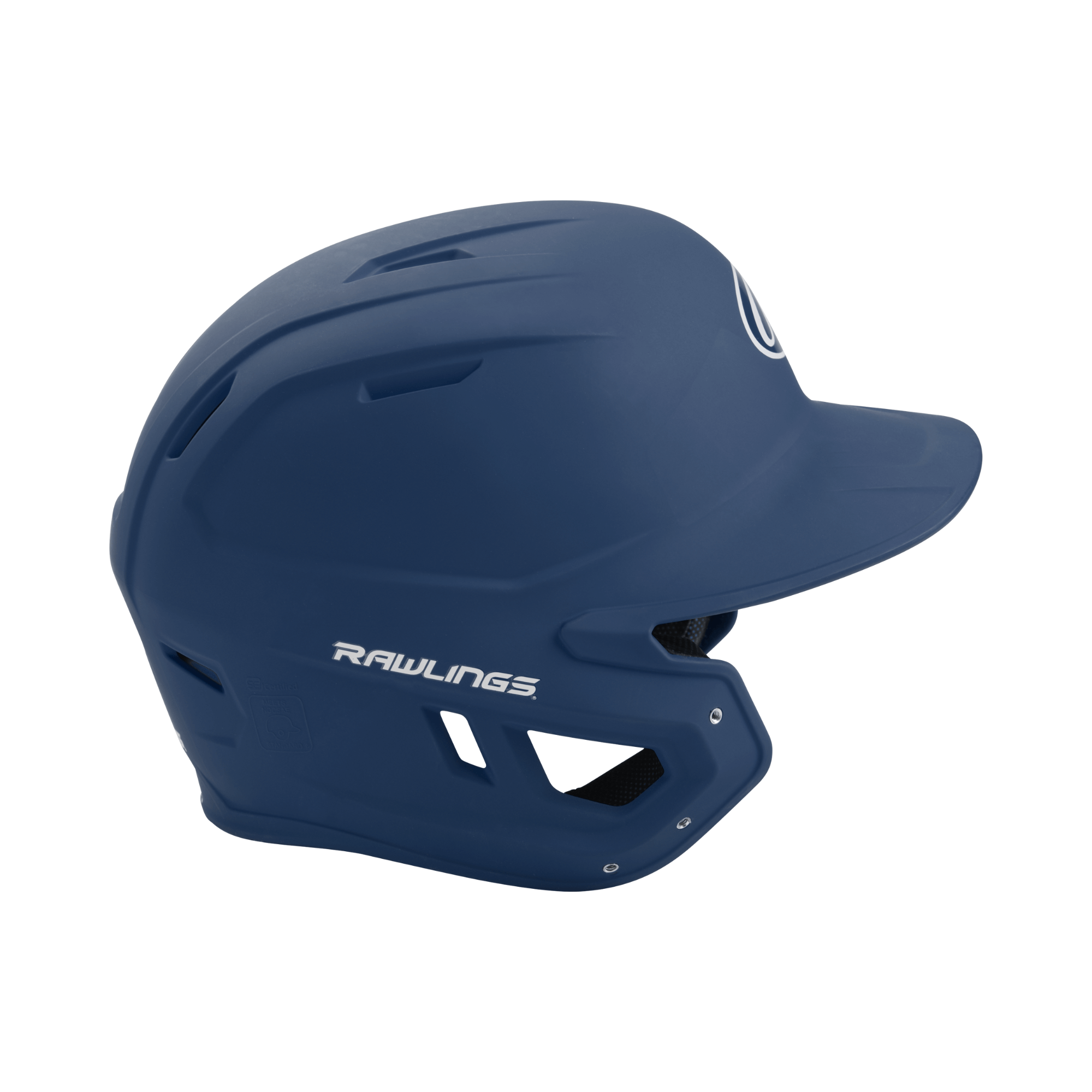 Rawlings Mach Senior Batting Helmet in navy, engineered for high-speed performance and optimal protection.