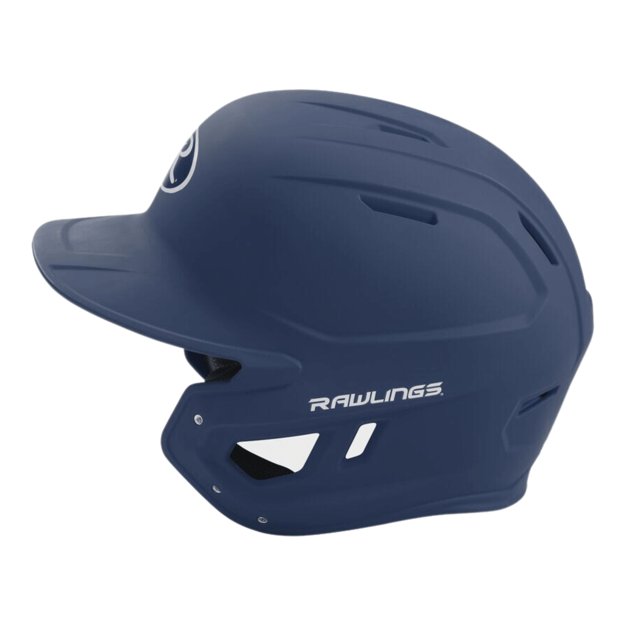 Rawlings Mach Batting Helmet Junior in navy blue, featuring IMPAX foam technology for comfort and safety.
