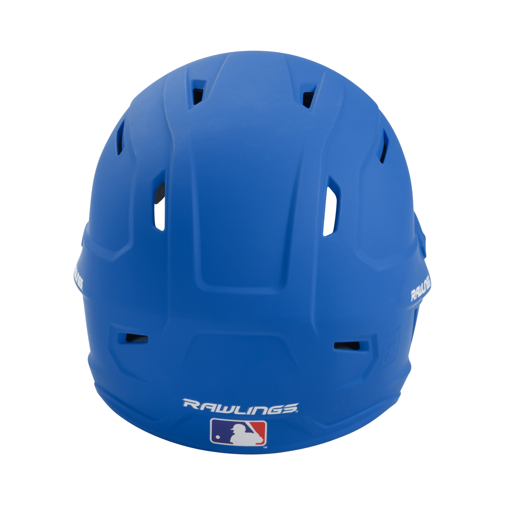 Blue Rawlings MACH junior batting helmet showcasing sleek design and ventilation features.