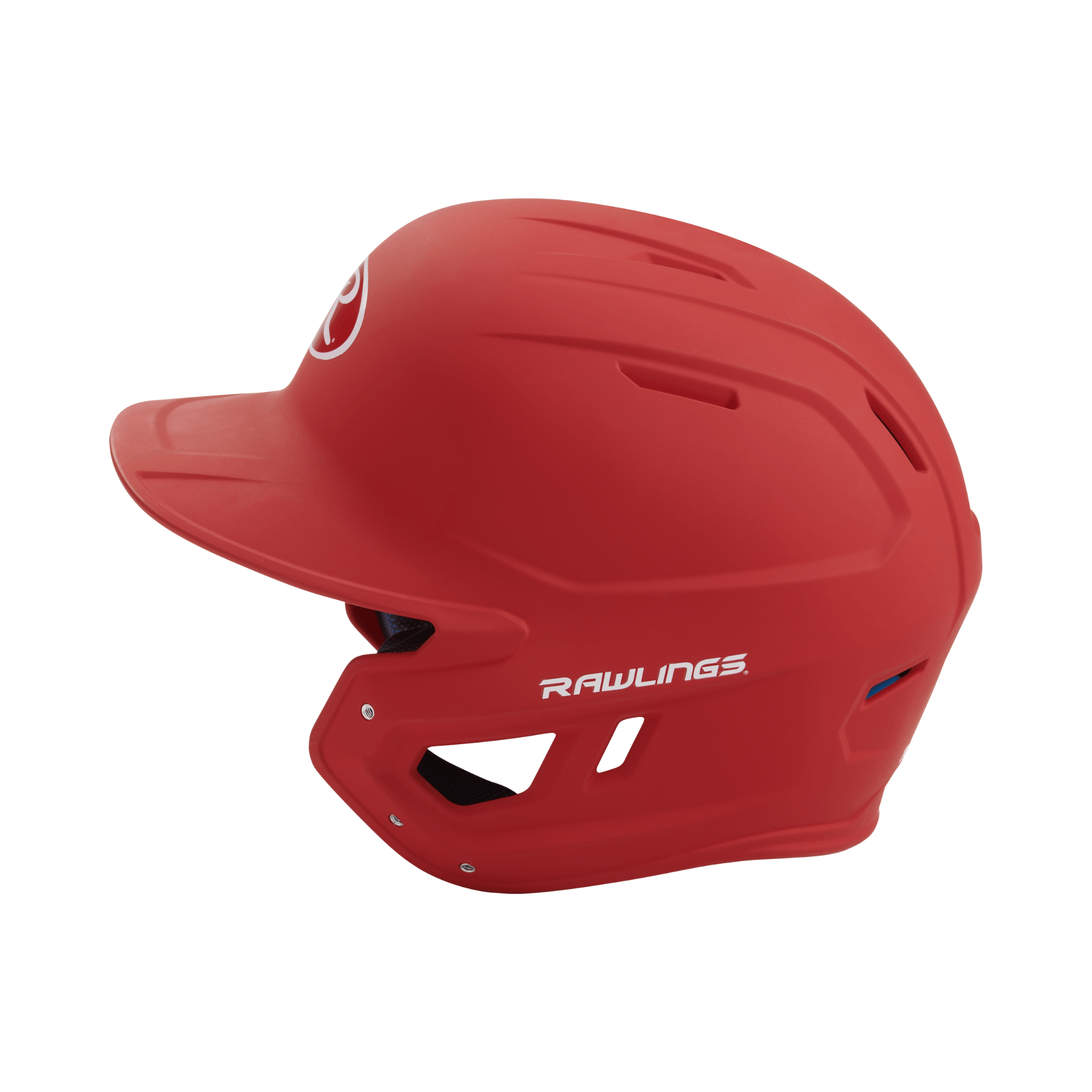 Red Rawlings MACH batting helmet for juniors, featuring sleek design and optimized ventilation for comfort and protection.