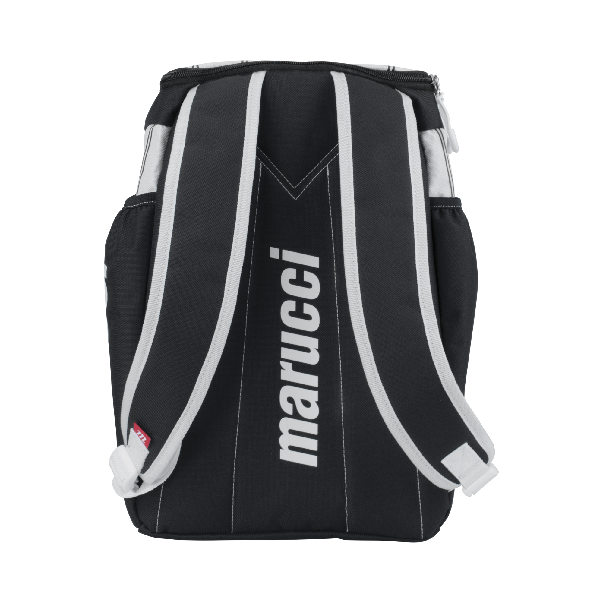 Marucci Foxtrot T-Ball Bat Pack in White, Gray, and Black with top-loading main compartment