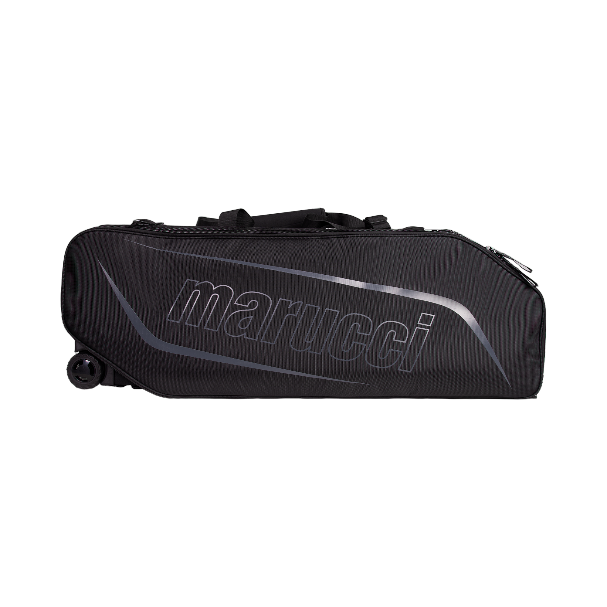 Marucci XD Wheeled Bat Pack Black side view – heavy-duty wheeled bat bag