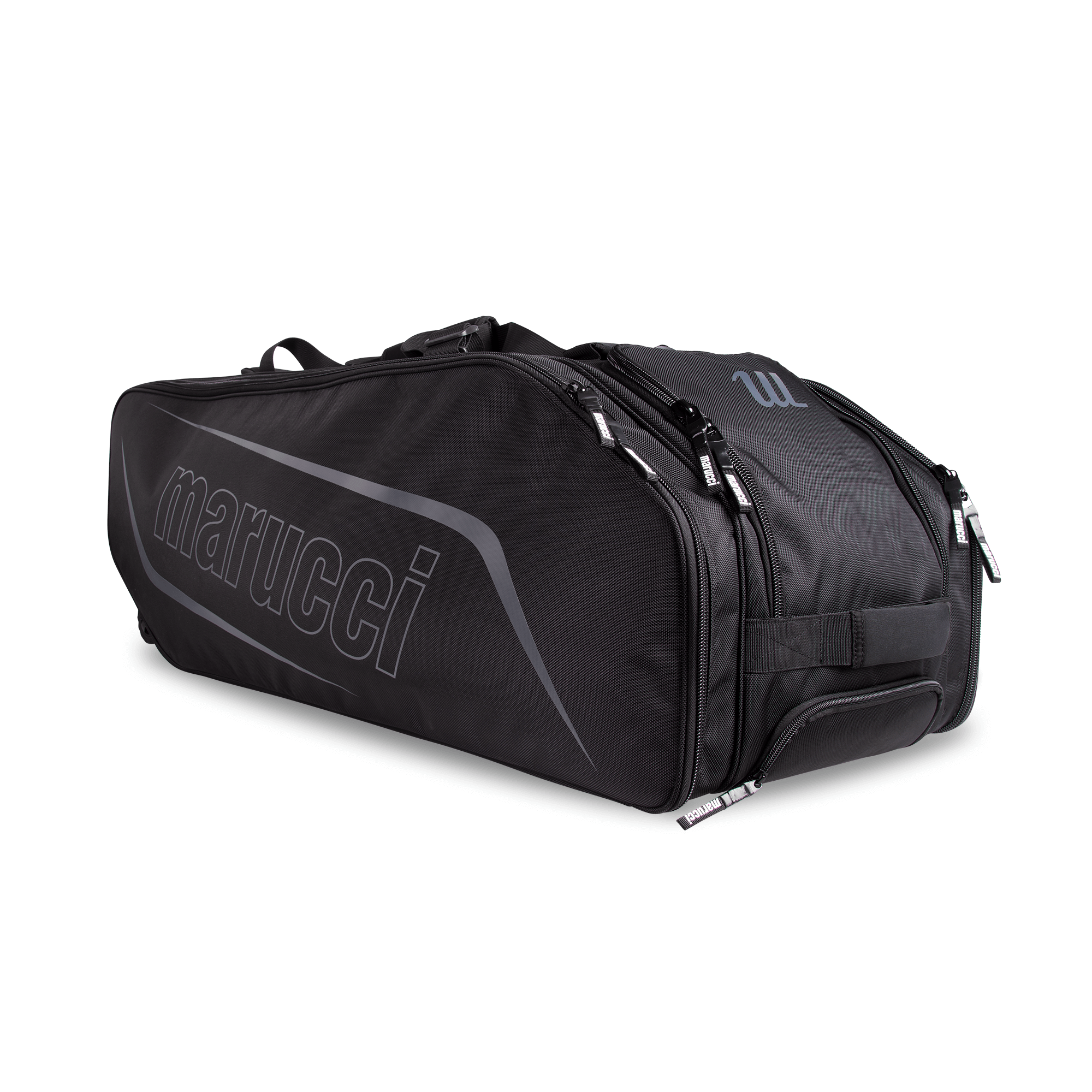 Marucci XD Wheeled Bat Pack Black front side view β baseball gear bag