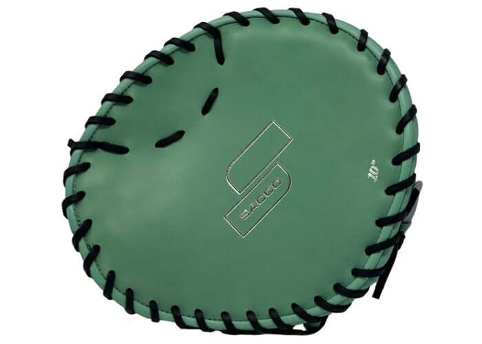 Sacco Ultra Smooth Kip 10 inch Flat Mint Trainer Glove in vibrant mint color - pocket view