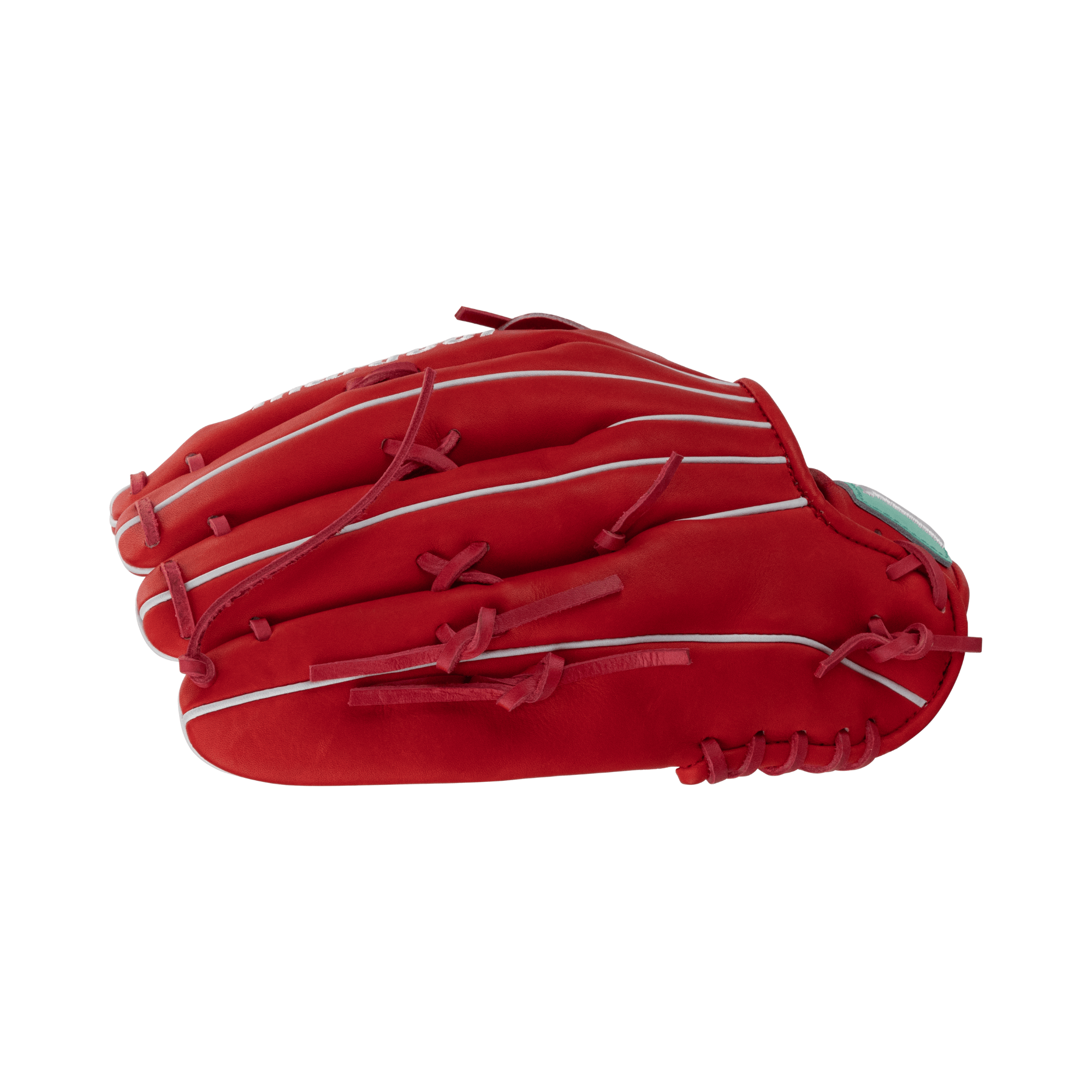 Marucci Capitol M Type 78R3 12.75" baseball glove in red, featuring thumb and pinky sleeves for enhanced comfort.