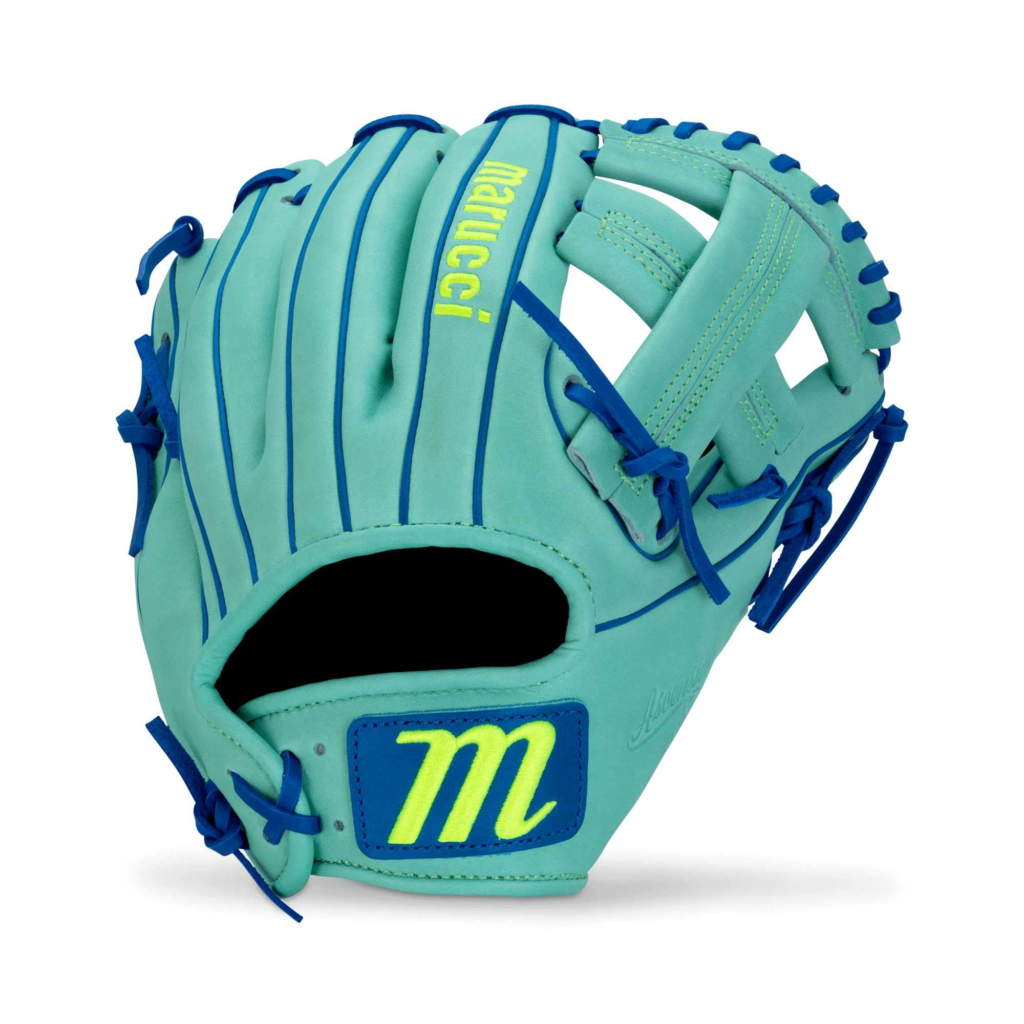 Back view of Marucci Ascension Series V4 42A4 Baseball Glove showing MT/RB colorway