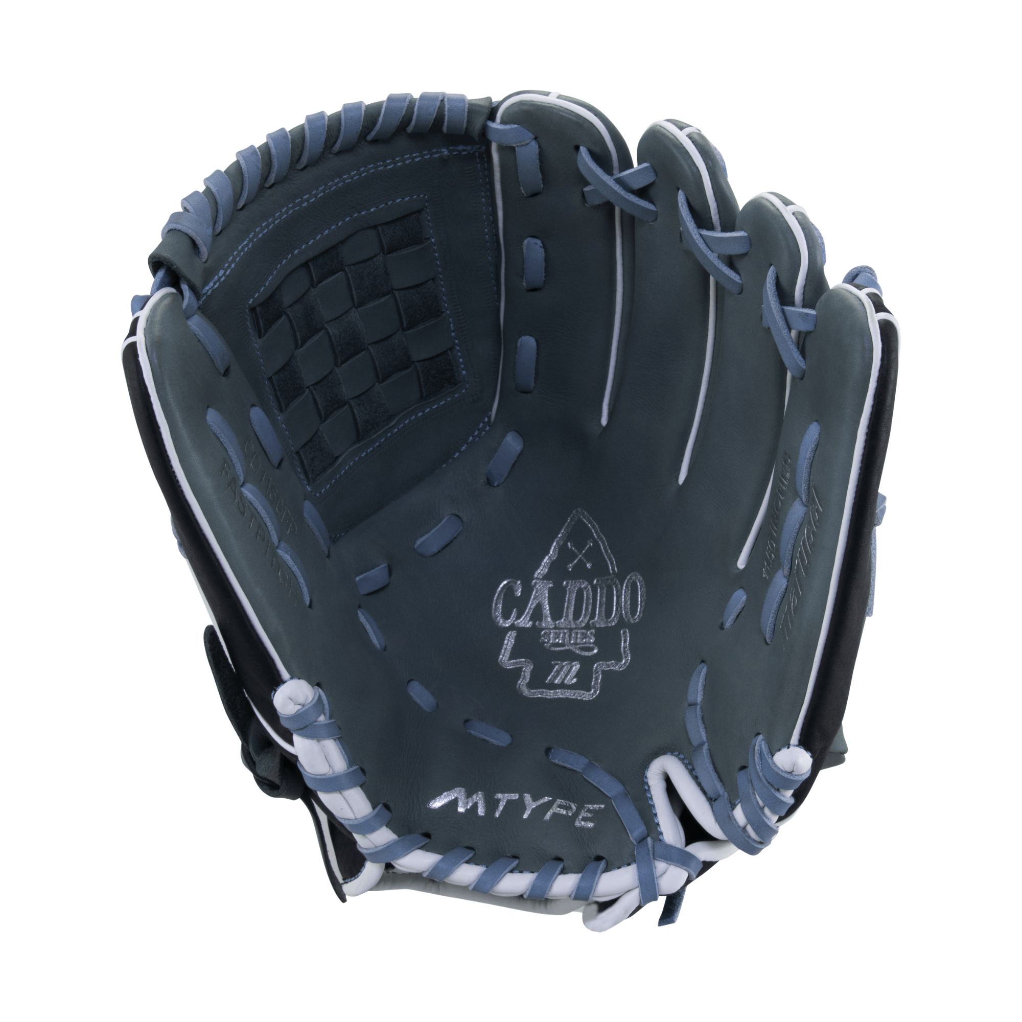 Marucci Caddo Fastpitch 11.5 LHT glove, full-grain cowhide leather, medium depth, reinforced lightweight panels.