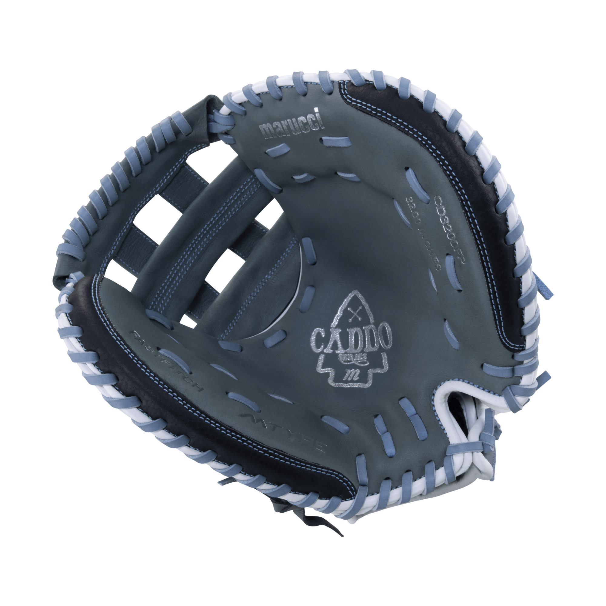 Marucci Caddo Fastpitch Catchers Mitt 32 inch LHT, full-grain cowhide leather, medium depth, EZ Flex notch.