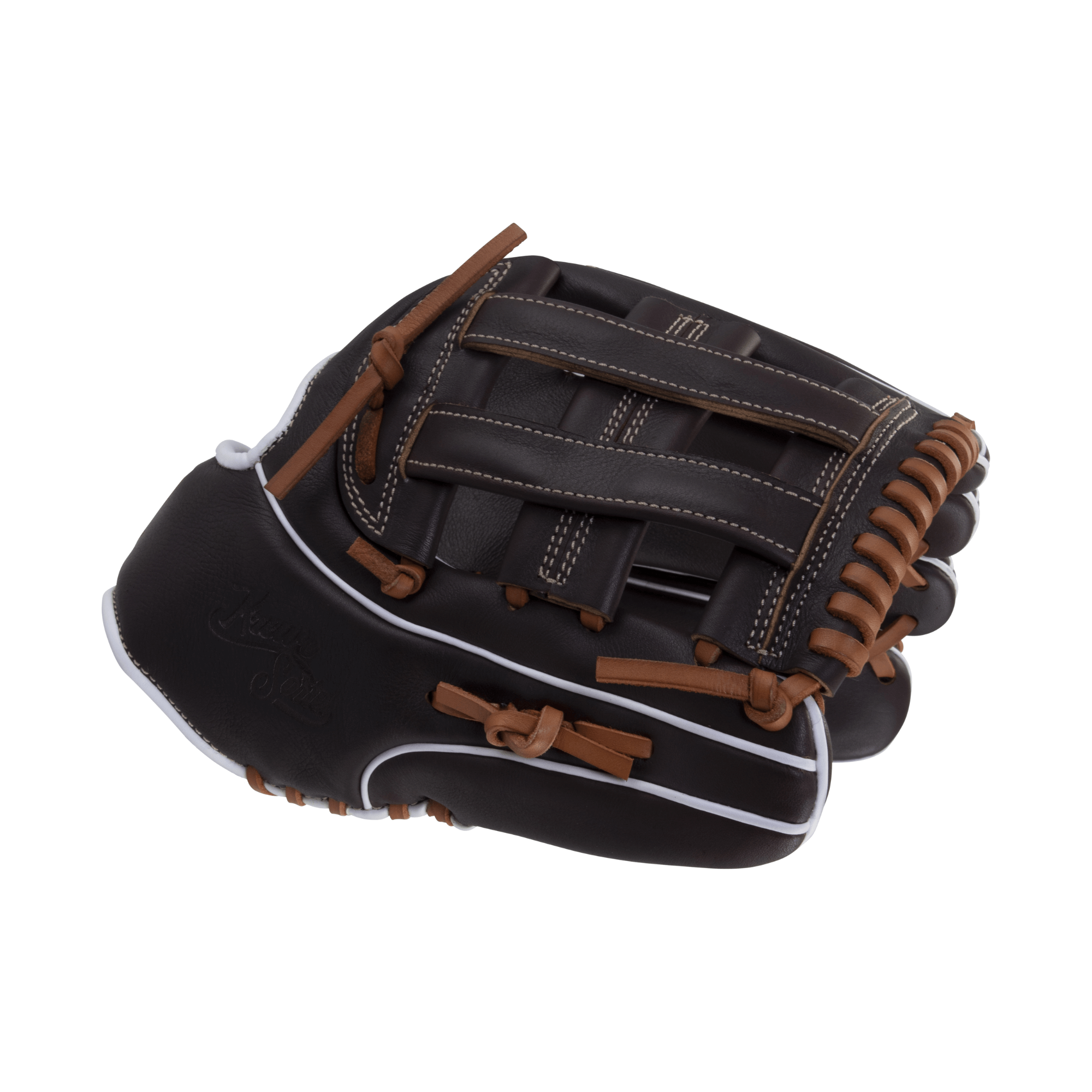 Marucci Krewe M Type 45A3 12 inch H Web RHT baseball glove, dual wide shape, medium depth.