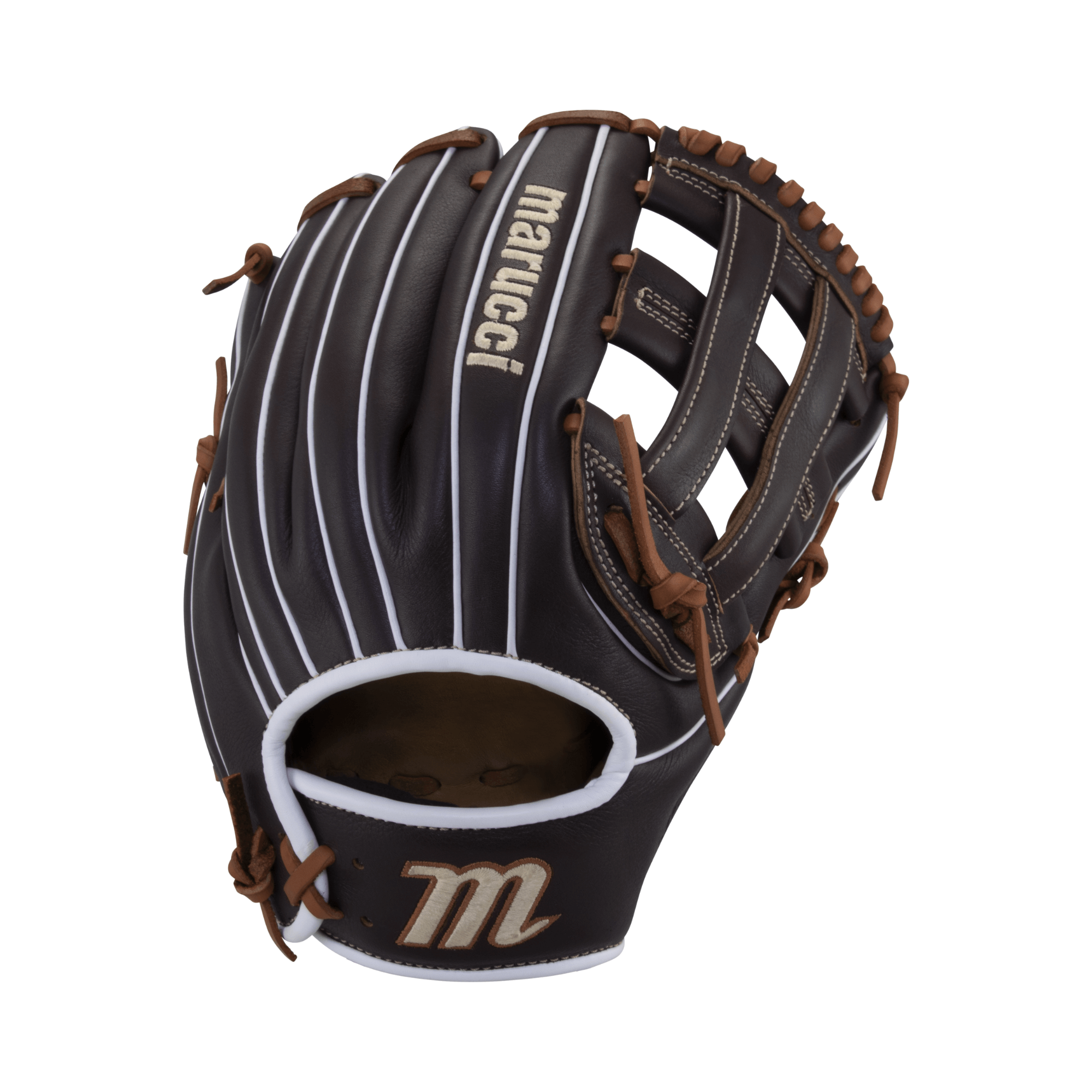 Marucci Krewe M Type 45A3 12 inch H Web RHT baseball glove, dual wide shape, medium depth.