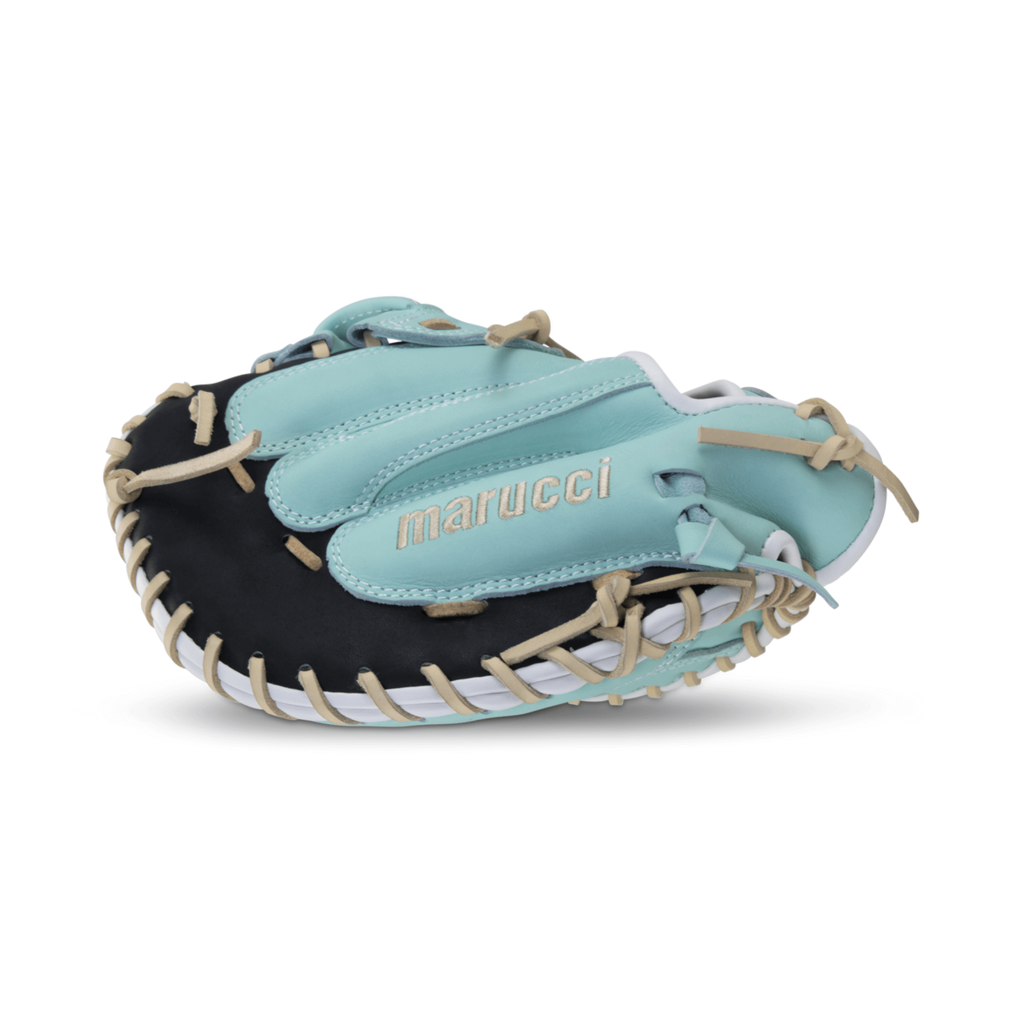 Marucci Palmetto Fastpitch 34-inch Catchers Mitt RHT with deep pocket and pro-style patterns