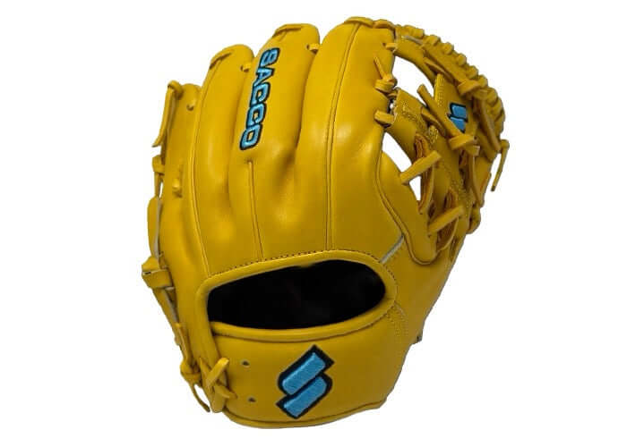 Back View of Sacco Ultra Premium Steer Hide I-Web Glove 11.5 Inch - Medallion and Sacco Blue