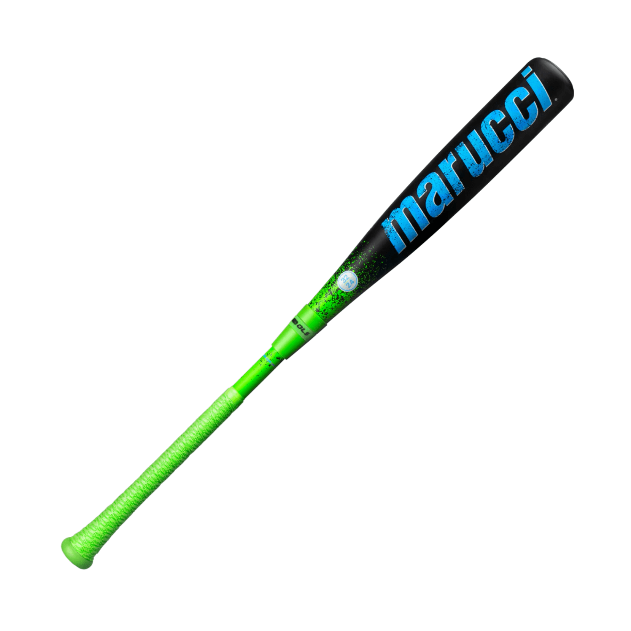 Marucci CAT X RCKLESS Hybrid (-8) USSSA Baseball Bat in black and neon green design for youth athletes.