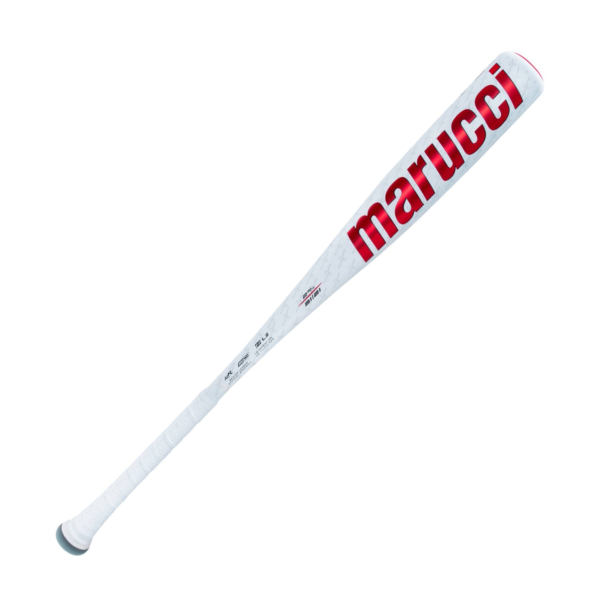 Marucci CATX2 Senior League baseball bat showcasing white design and red branding for optimal performance and comfort.