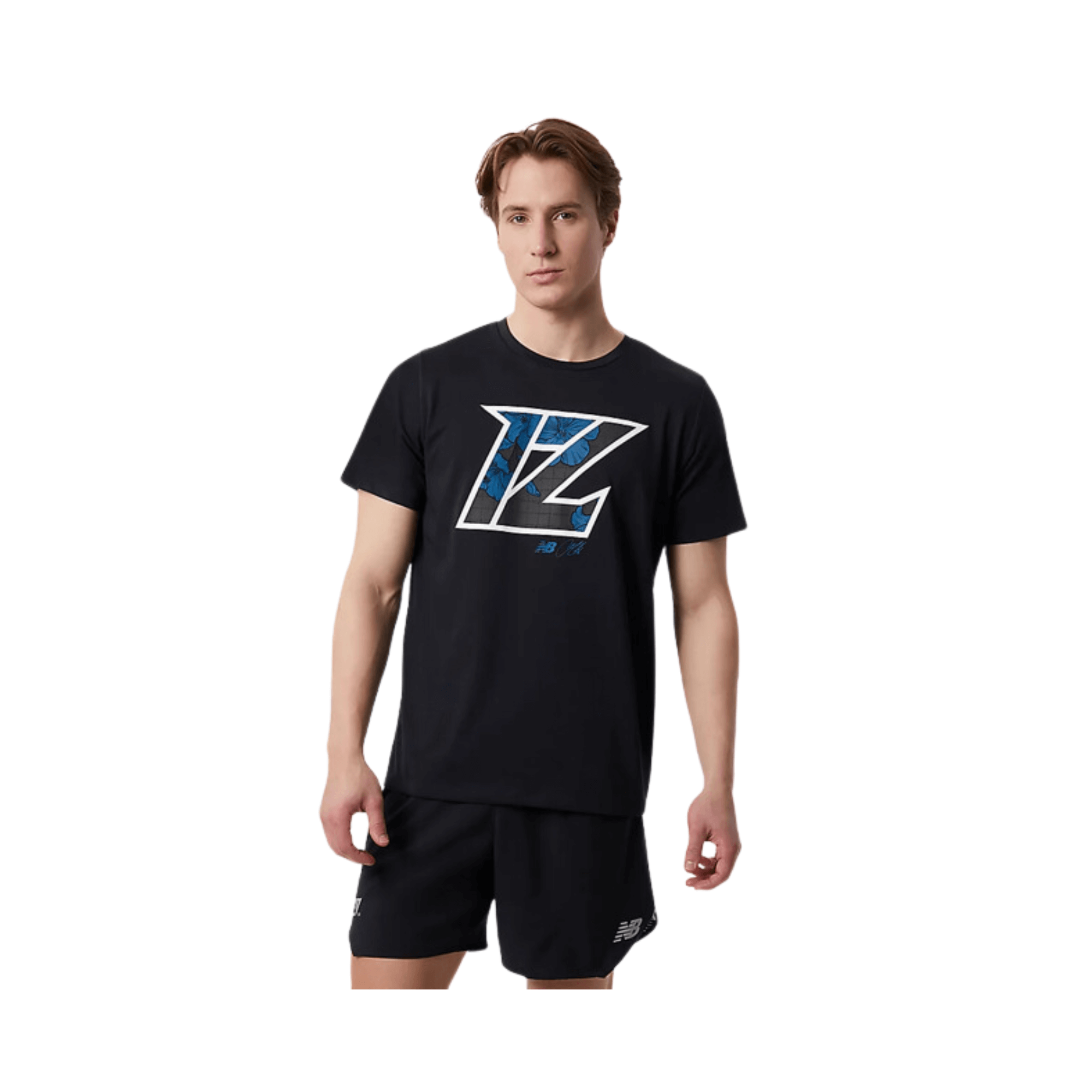 New Balance Lindor Logo Tee, black short sleeve shirt with crew neck, featuring iconic Lindor logo for baseball fans.