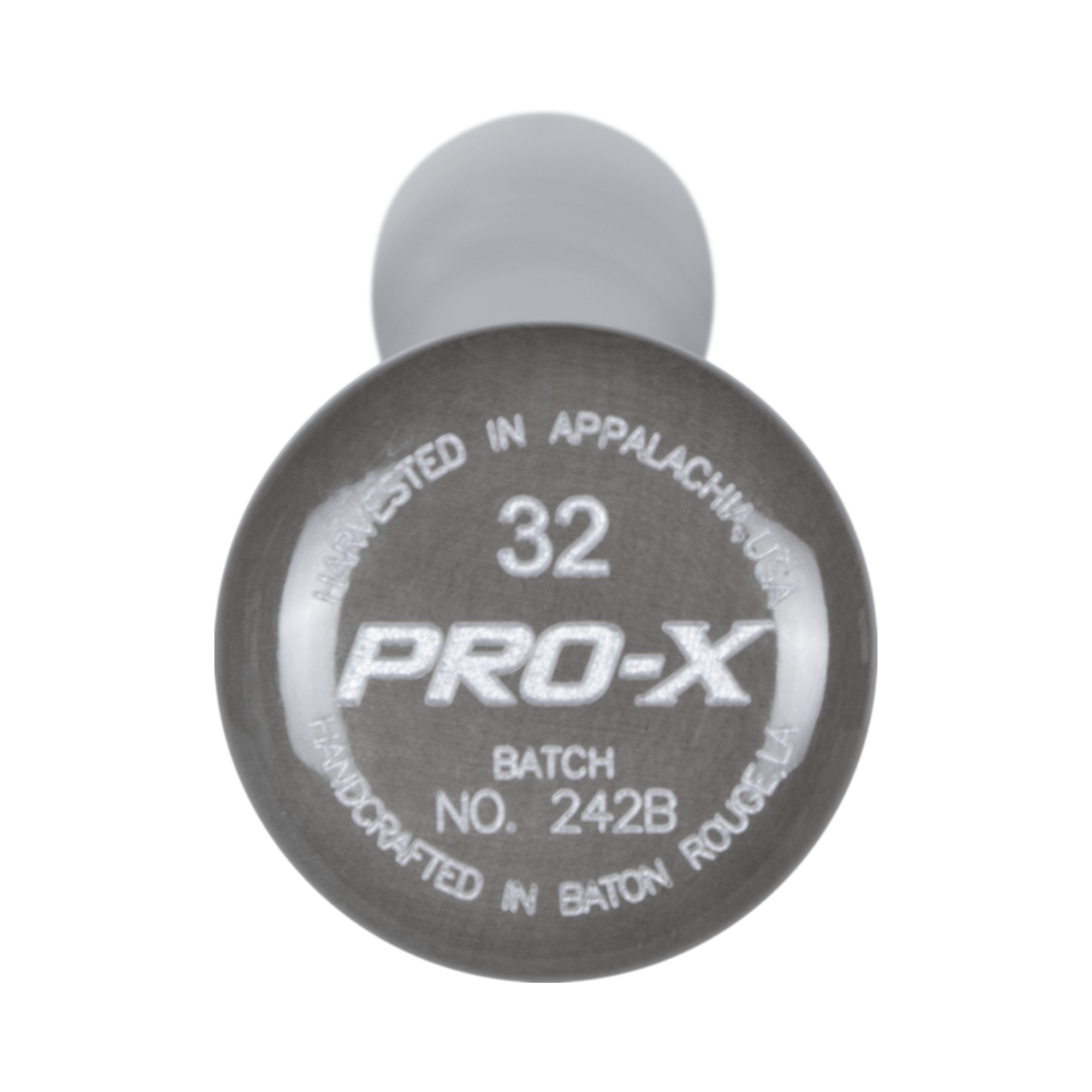 Marucci LINDY12 Pro Exclusive baseball bat handle showing PRO-X label, handcrafted in Baton Rouge, size 32.