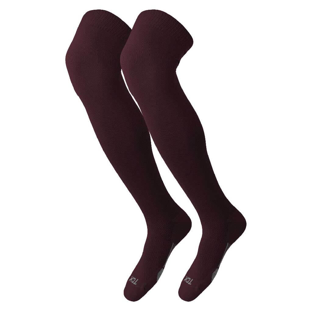 TCK Dugout Series OTK Baseball Socks in burgundy, designed for athlete comfort and moisture control.