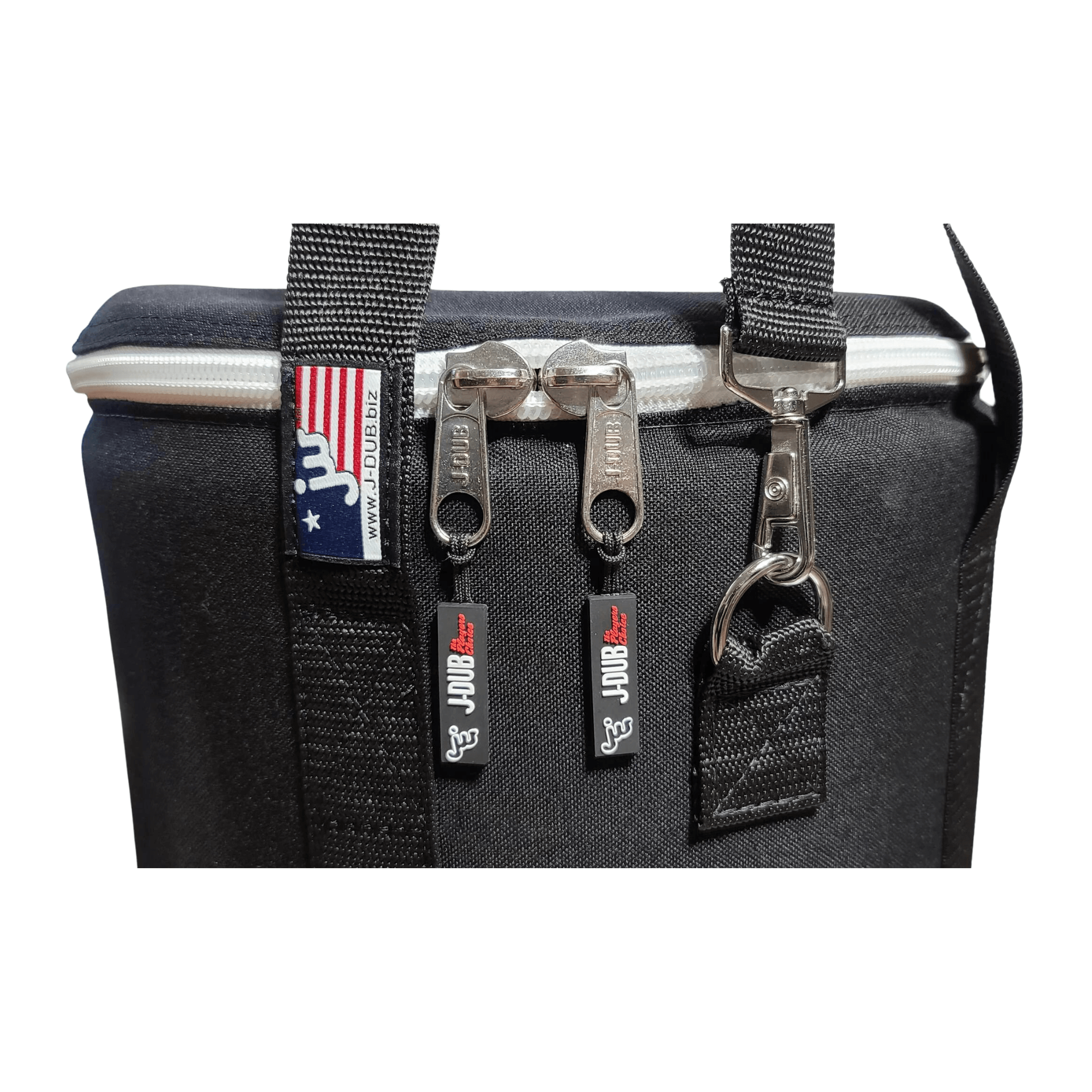 JDUB Large Round Ball Bag made of durable 1000 Denier Cordura nylon with padded shoulder strap and bottom lift handle.