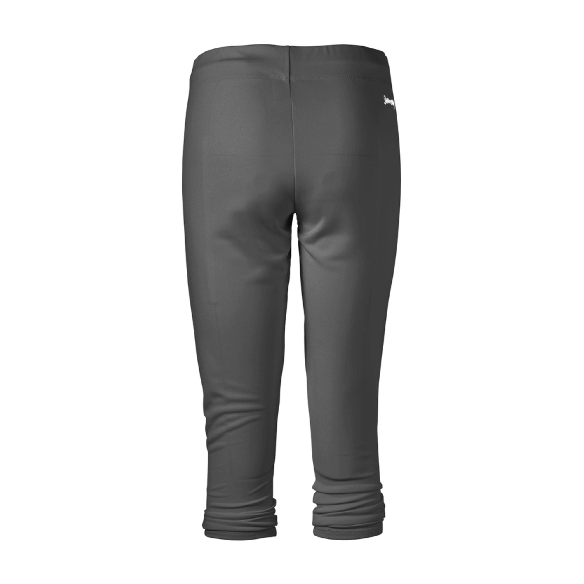 Back view of Intensity Womens Baseline Low Rise Pant in Gunmetal, featuring elastic hem and embroidered logo.