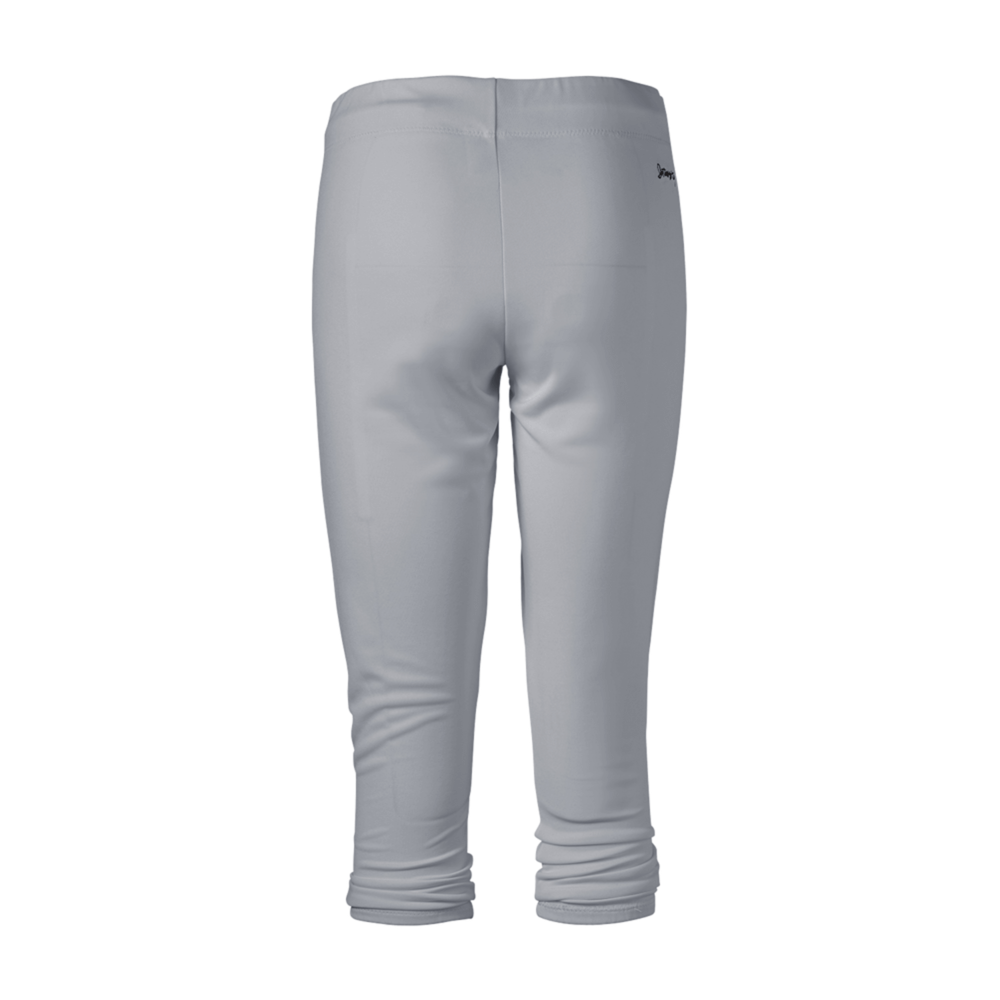 Back view of Intensity Women's Baseline Low Rise Pant in grey, showcasing elastic hem and embroidered logo.