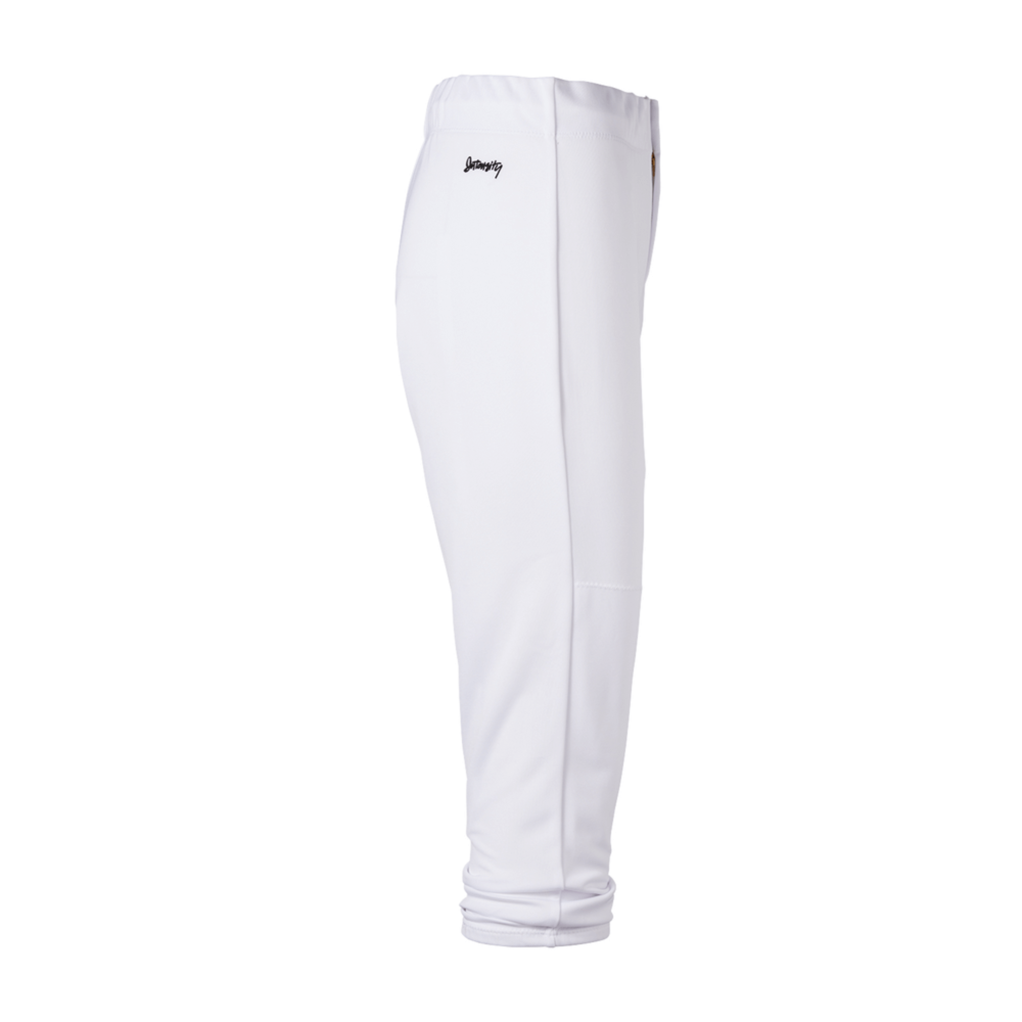 Intensity Women's Baseline Low Rise Pant in White, featuring a sleek design and durable polyester double knit jersey.