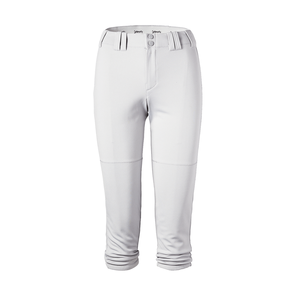 Intensity Woman Low Rise Pick Off Loop Pant in White, featuring durable polyester, elastic waistband, and moisture management.
