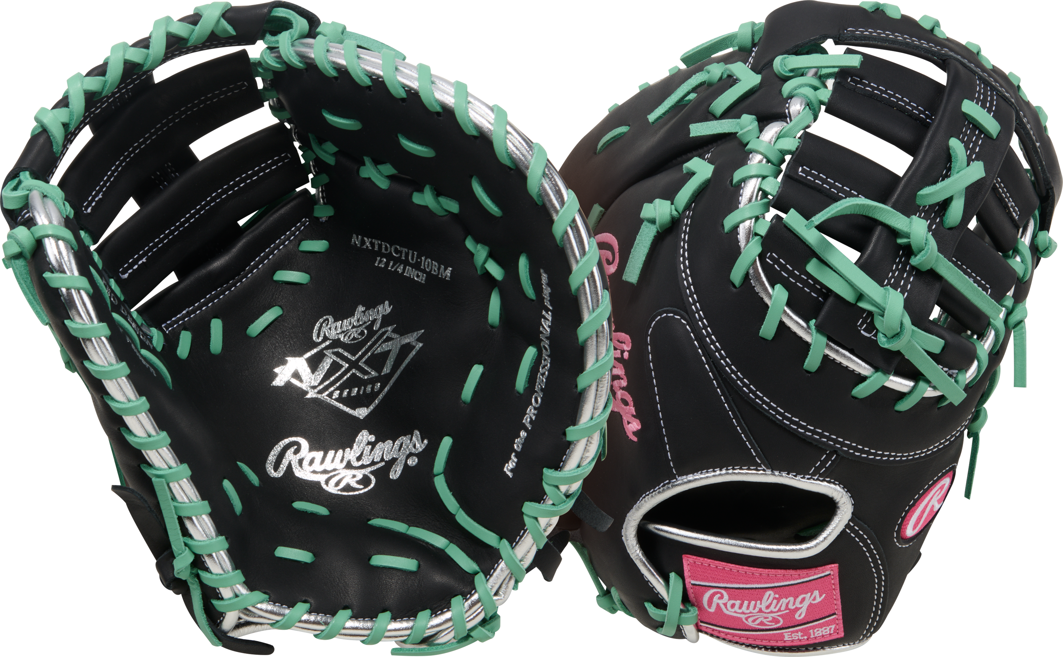 Rawlings NXT Series First Base Mitt 12.5 Inch Baseball Glove - Front and Back View Comparison